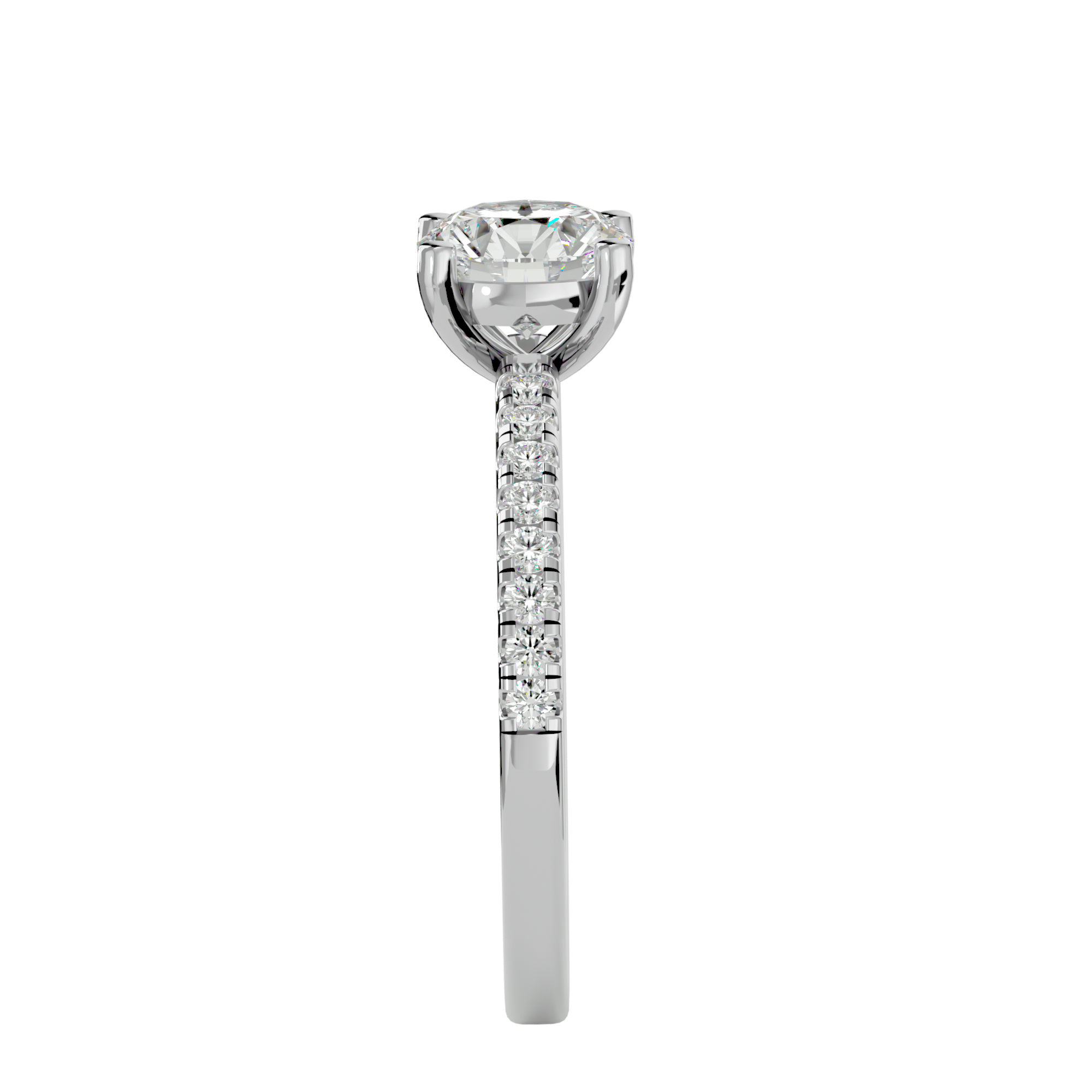 1 1/2 ctw Round Lab Grown Diamond Side Stone Engagement Ring