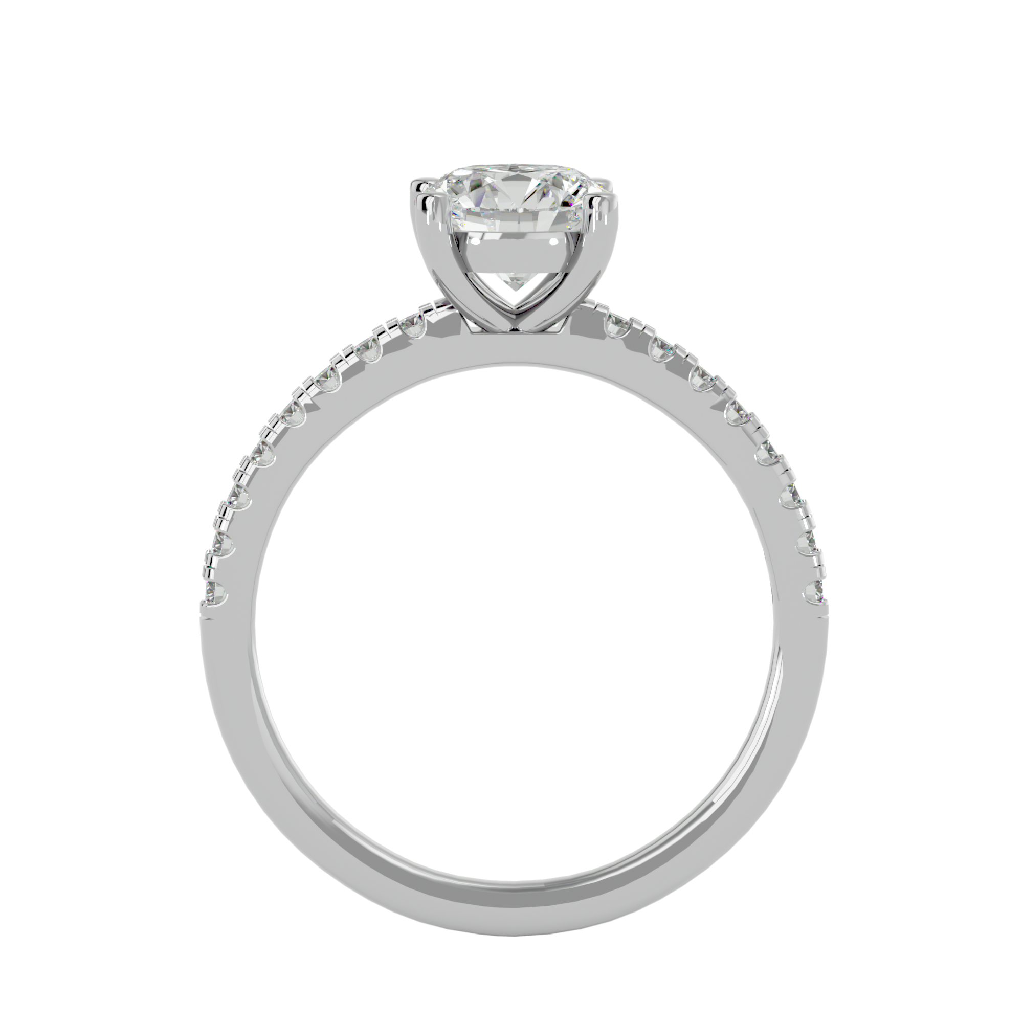 1 1/2 ctw Round Lab Grown Diamond Side Stone Engagement Ring