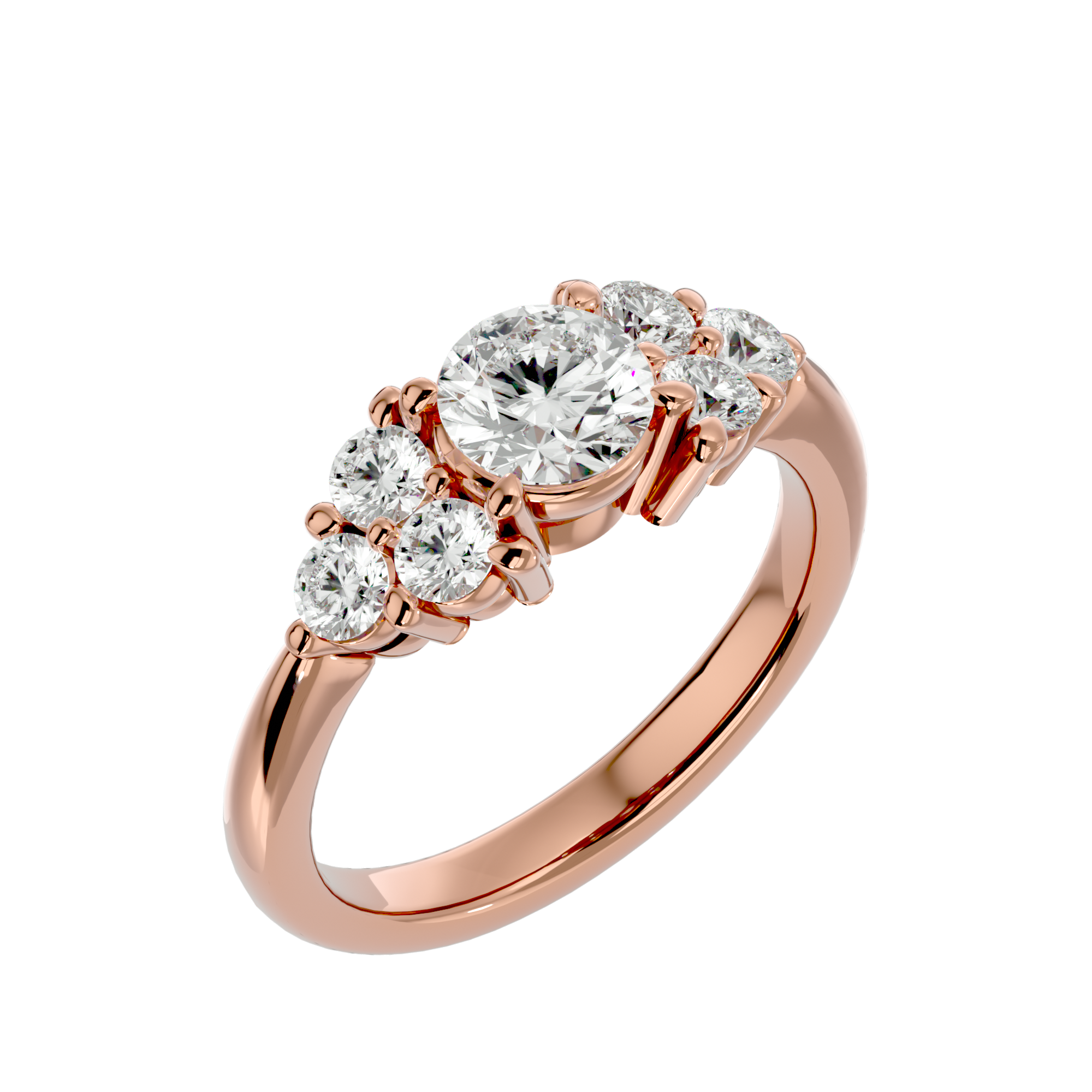 1 3/4 ctw Round Lab Grown Diamond Side Stone Engagement Ring