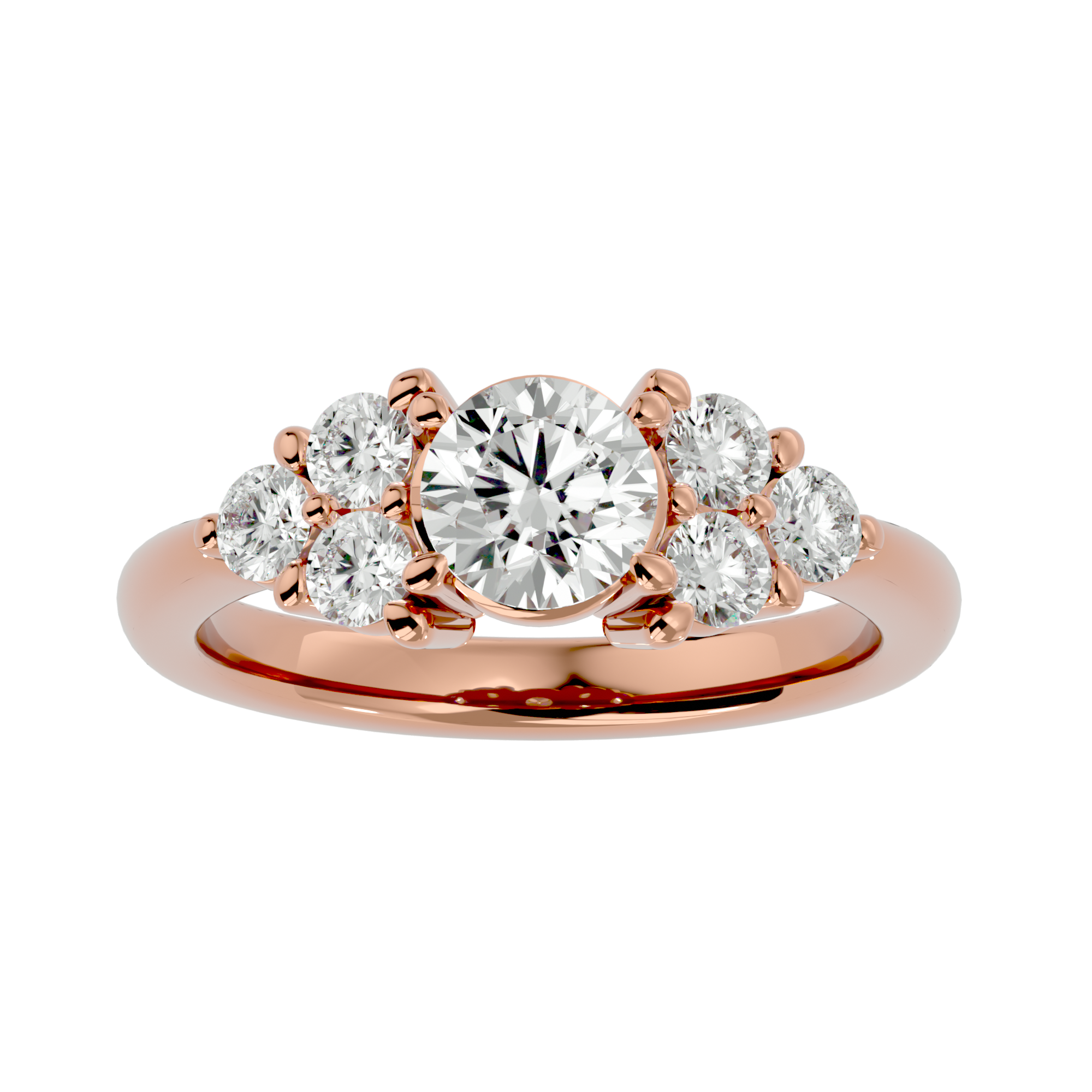 1 3/4 ctw Round Lab Grown Diamond Side Stone Engagement Ring
