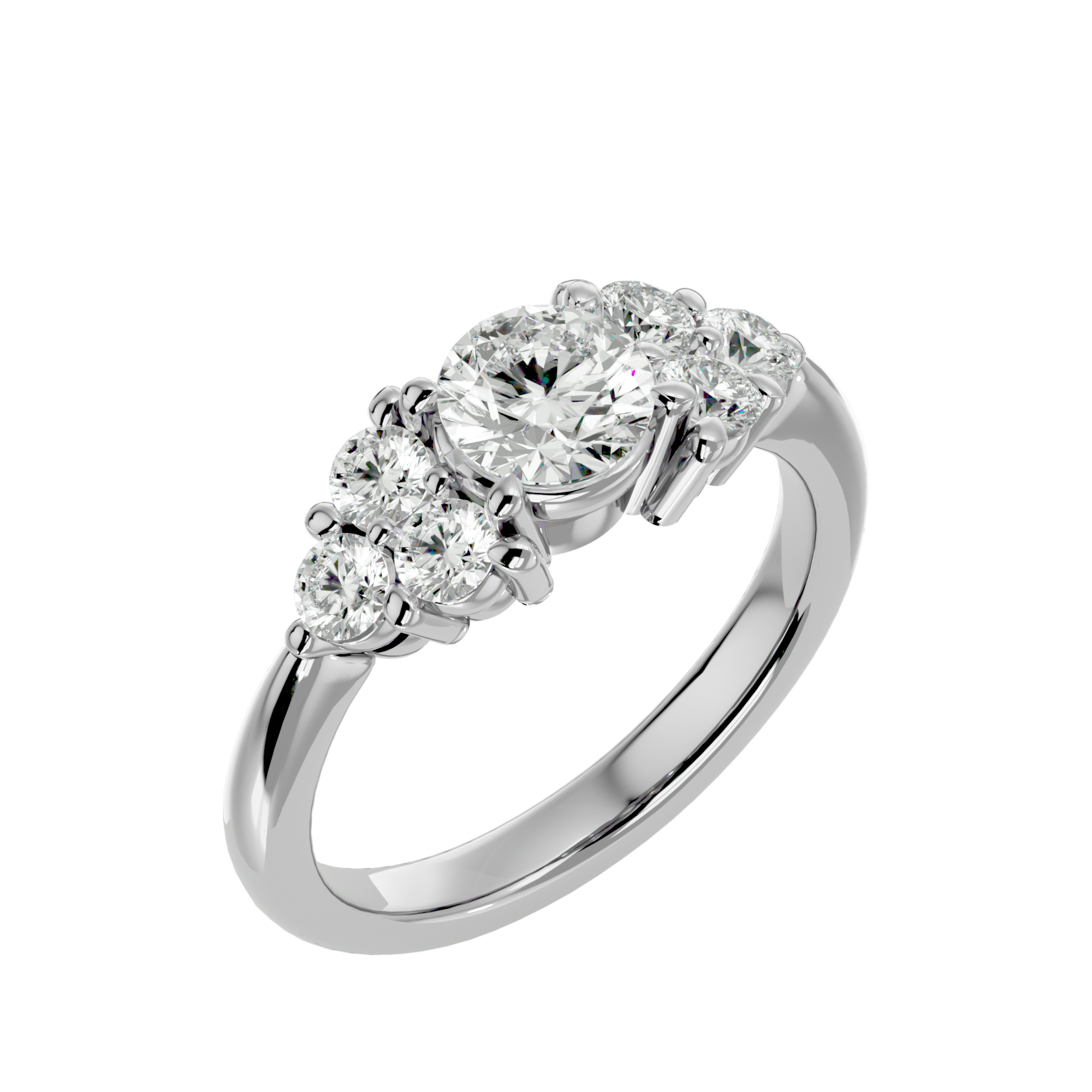 1 3/4 ctw Round Lab Grown Diamond Side Stone Engagement Ring