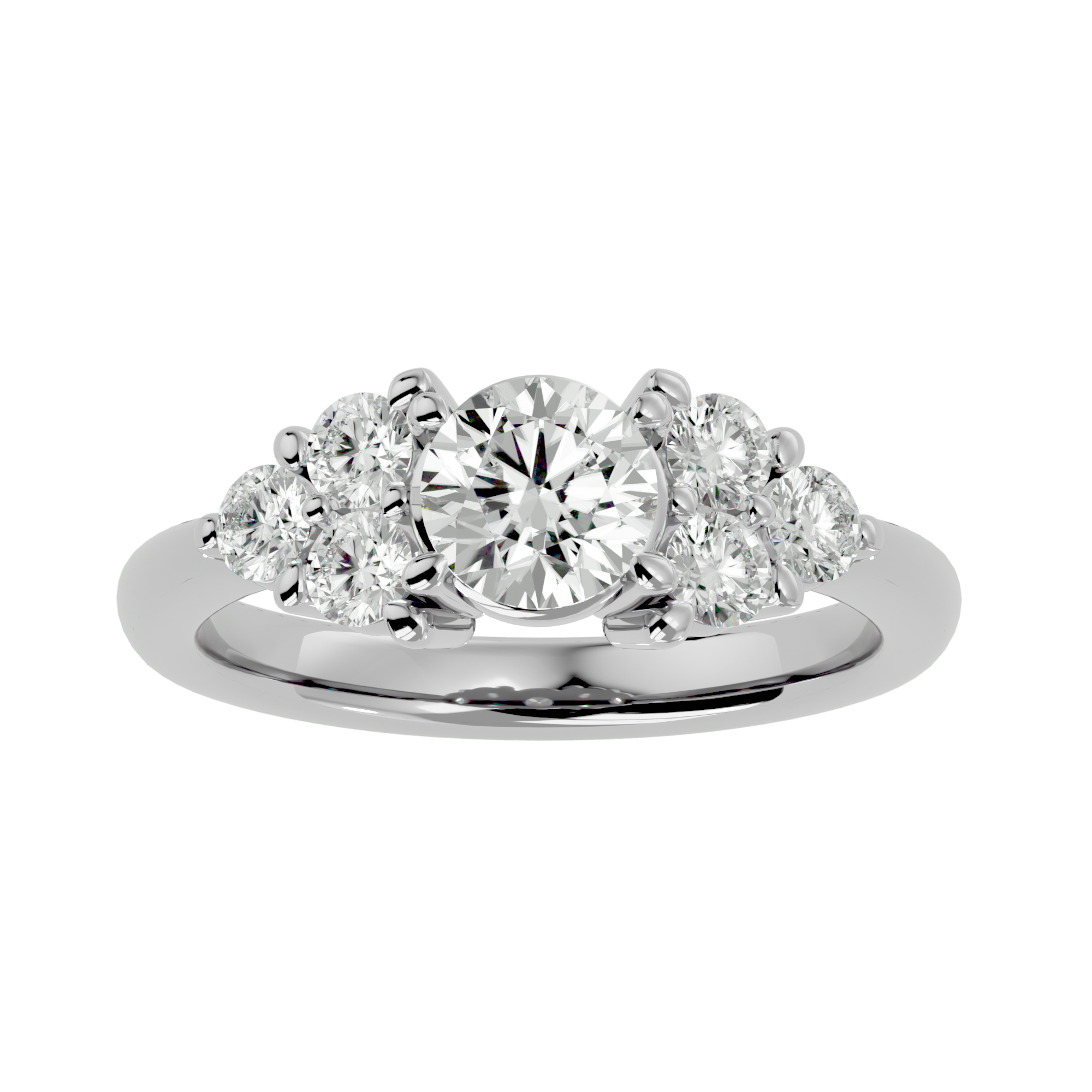 1 3/4 ctw Round Lab Grown Diamond Side Stone Engagement Ring
