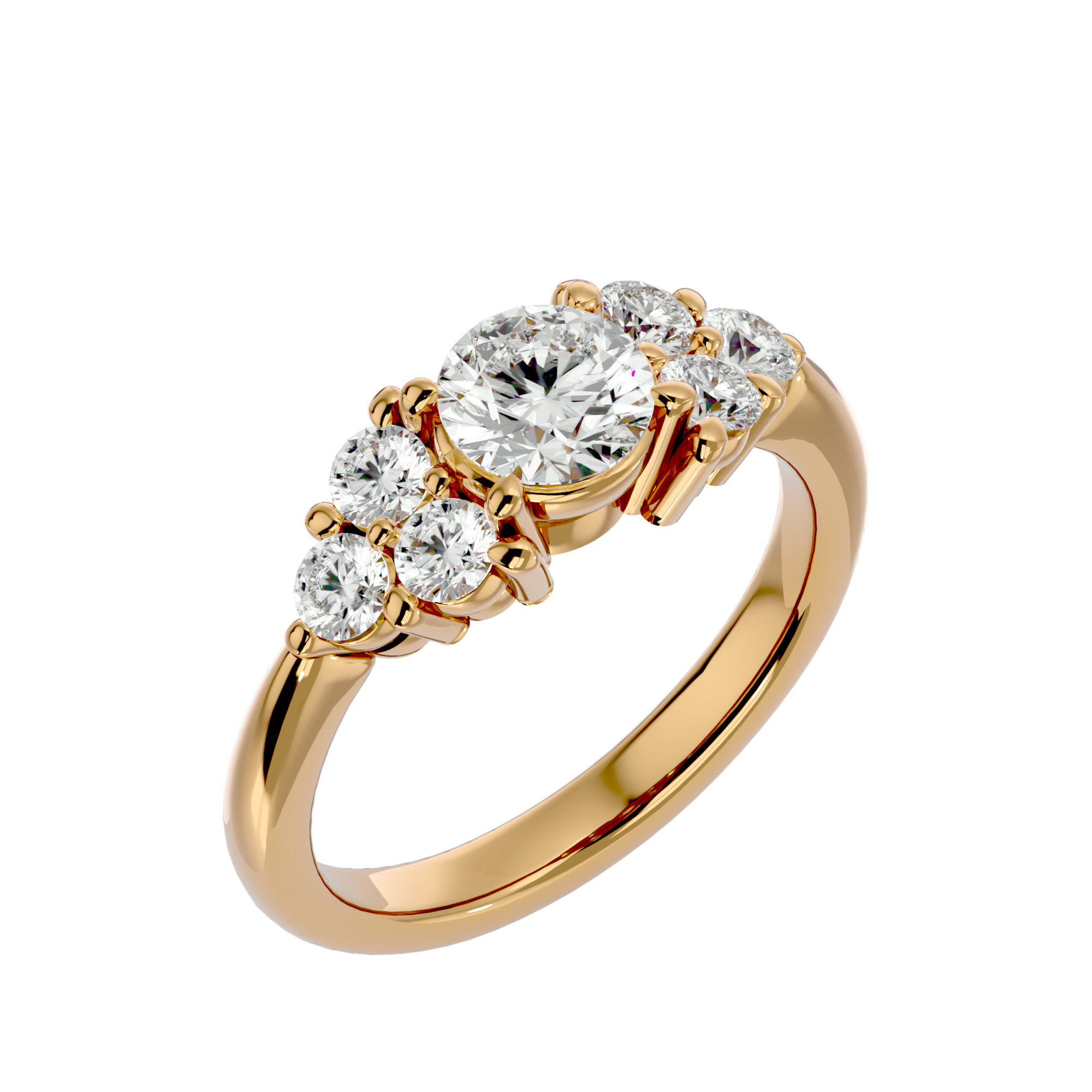 1 3/4 ctw Round Lab Grown Diamond Side Stone Engagement Ring