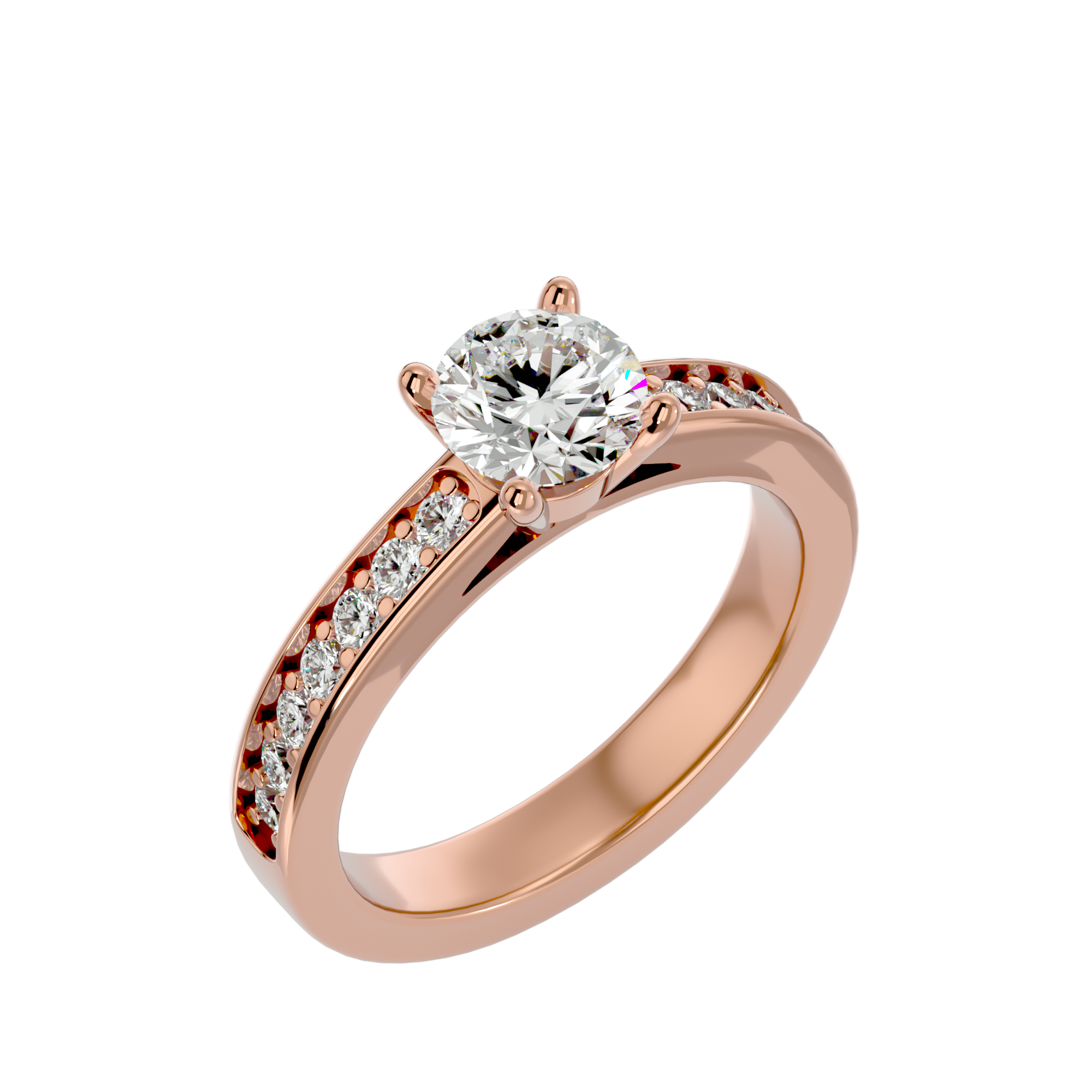 1 ctw Round Lab Grown Diamond Side Stone Engagement Ring