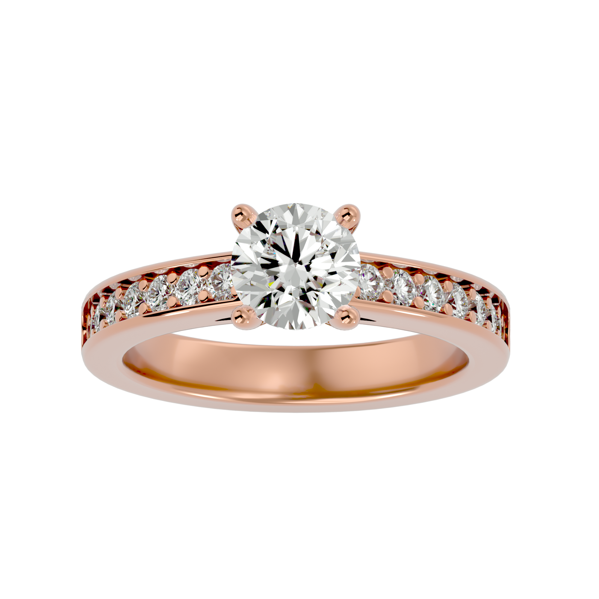 1 ctw Round Lab Grown Diamond Side Stone Engagement Ring