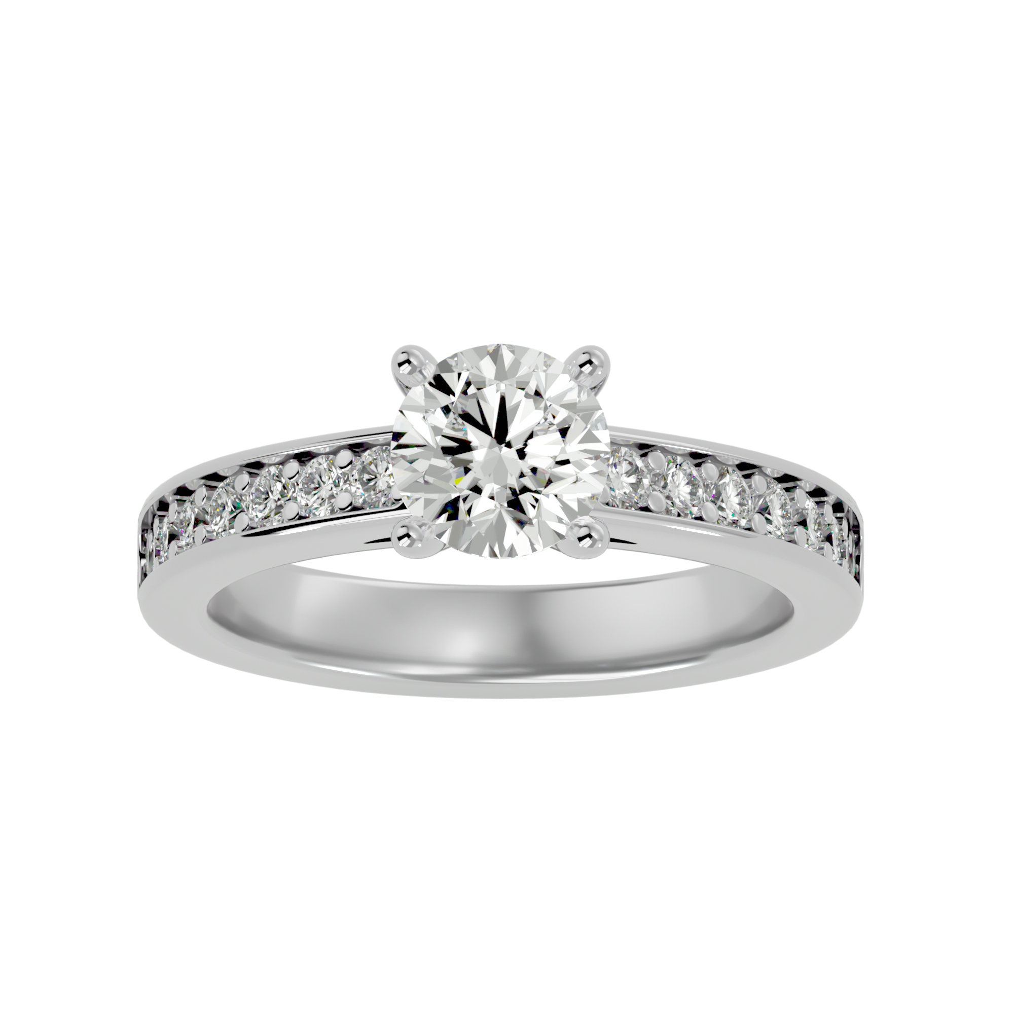 1 ctw Round Lab Grown Diamond Side Stone Engagement Ring
