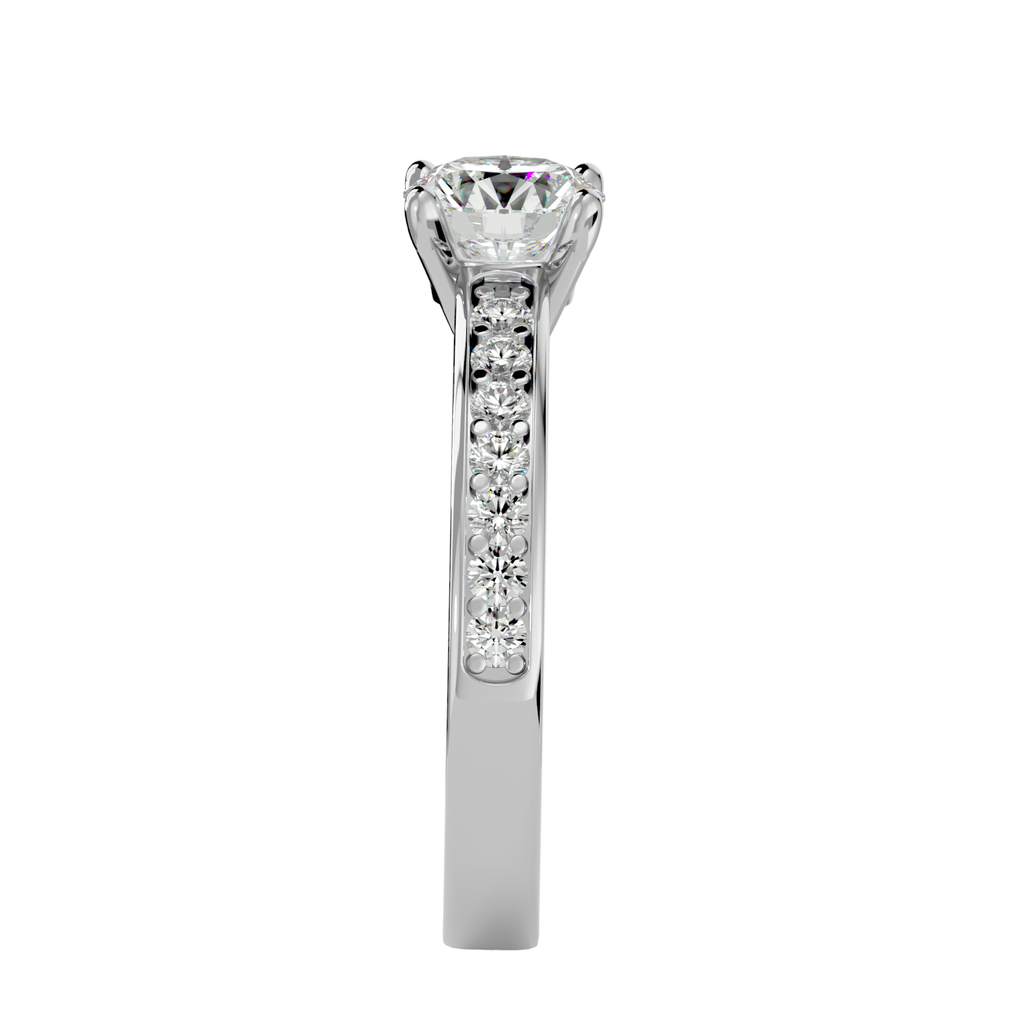 1 ctw Round Lab Grown Diamond Side Stone Engagement Ring