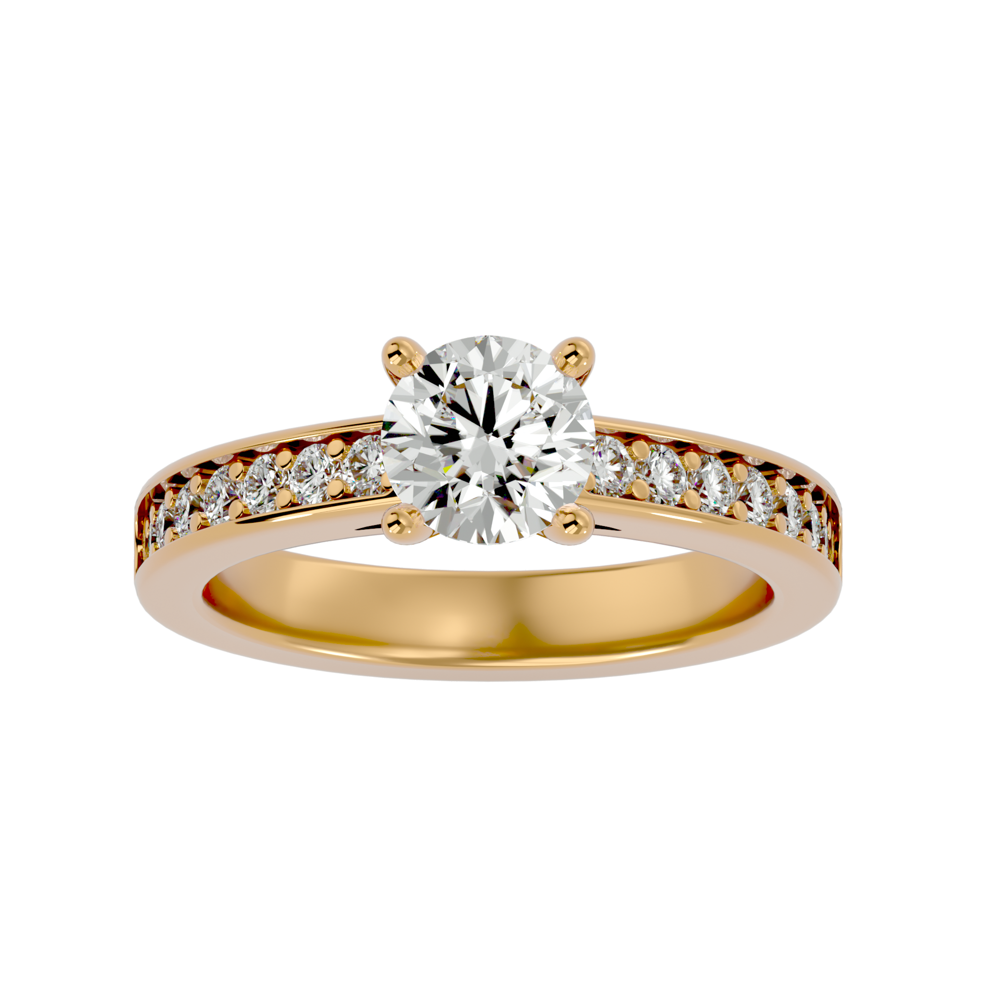 1 ctw Round Lab Grown Diamond Side Stone Engagement Ring