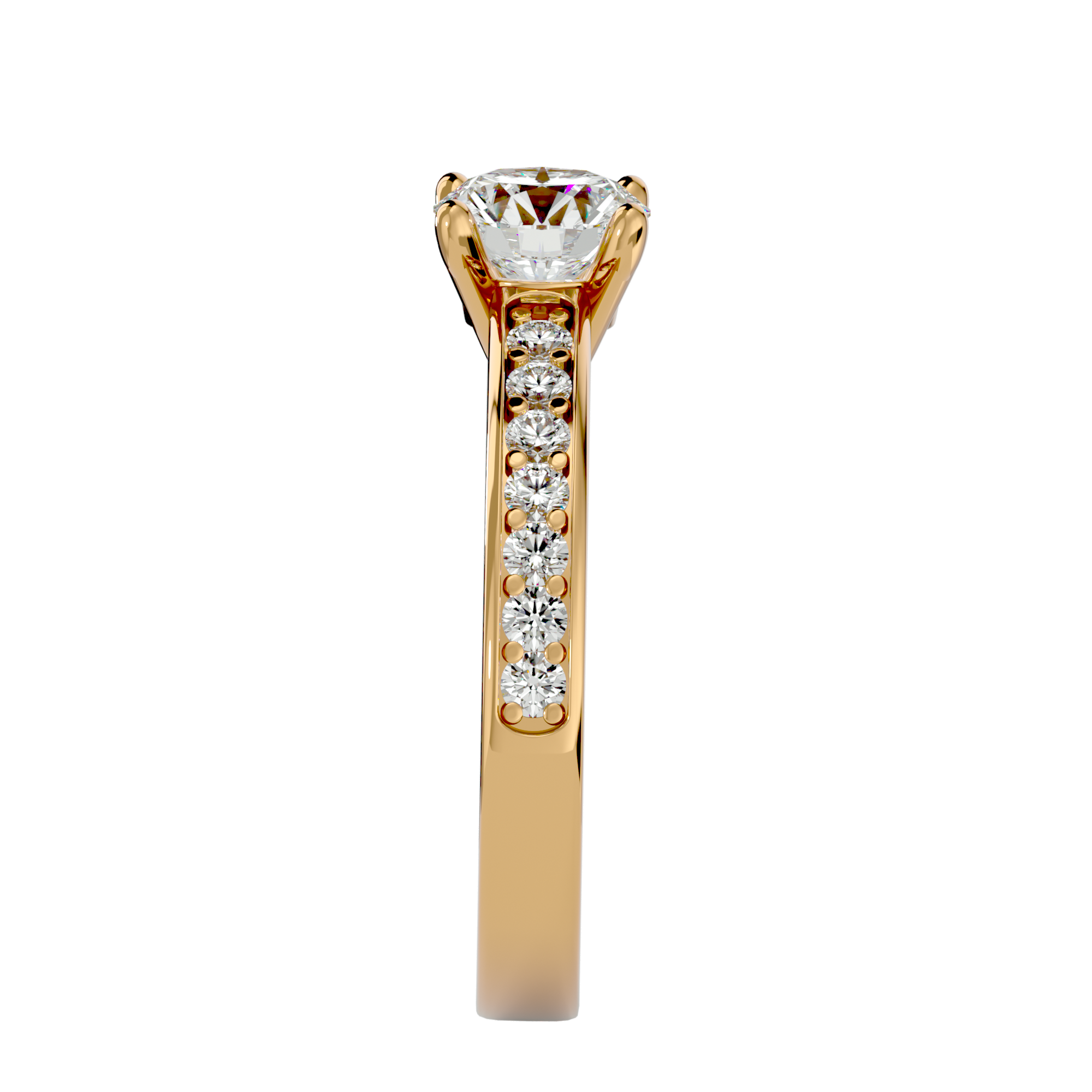 1 ctw Round Lab Grown Diamond Side Stone Engagement Ring