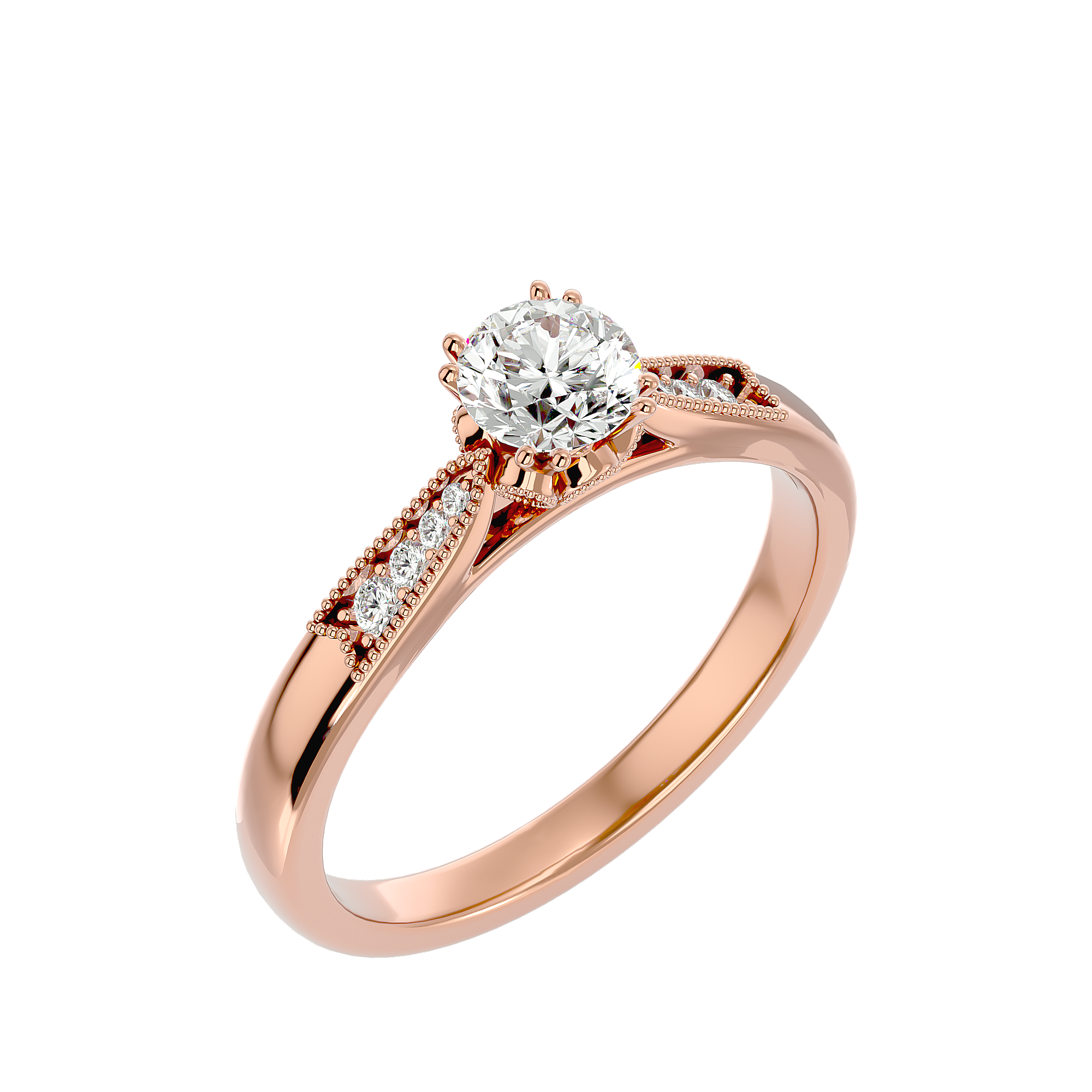 3/4 ctw Round Lab Grown Diamond Side Stone Engagement Ring