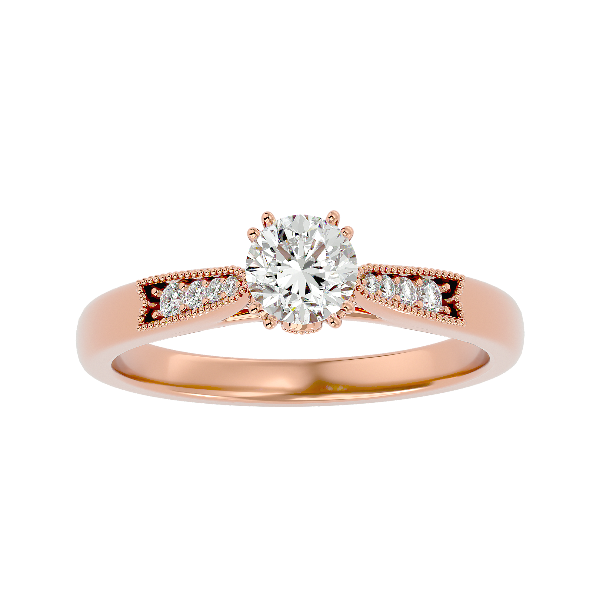 3/4 ctw Round Lab Grown Diamond Side Stone Engagement Ring