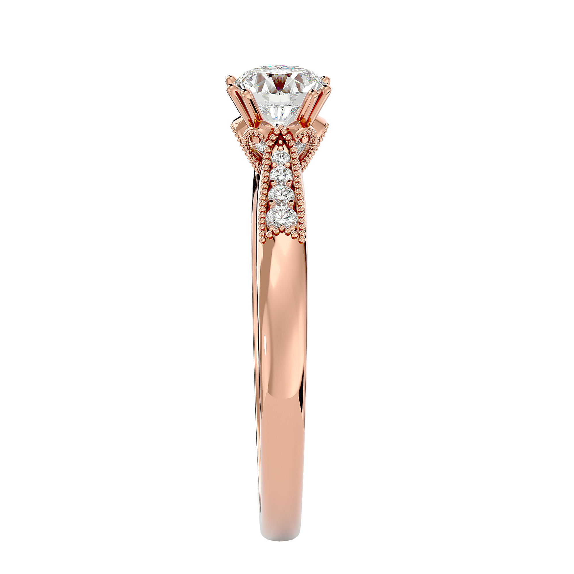 3/4 ctw Round Lab Grown Diamond Side Stone Engagement Ring