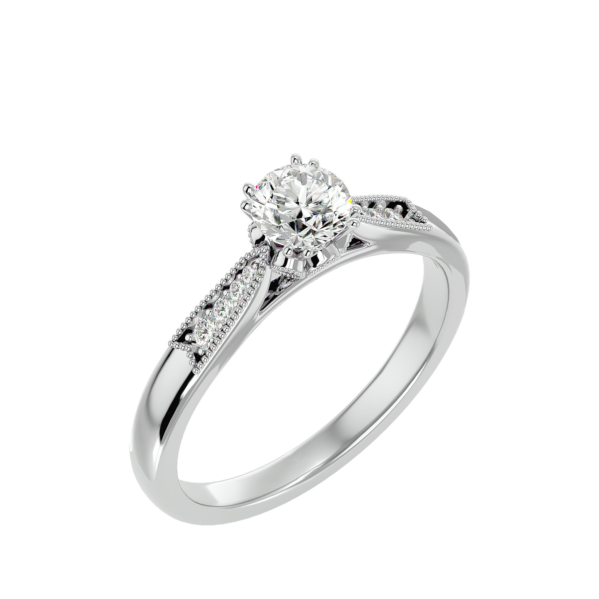 3/4 ctw Round Lab Grown Diamond Side Stone Engagement Ring