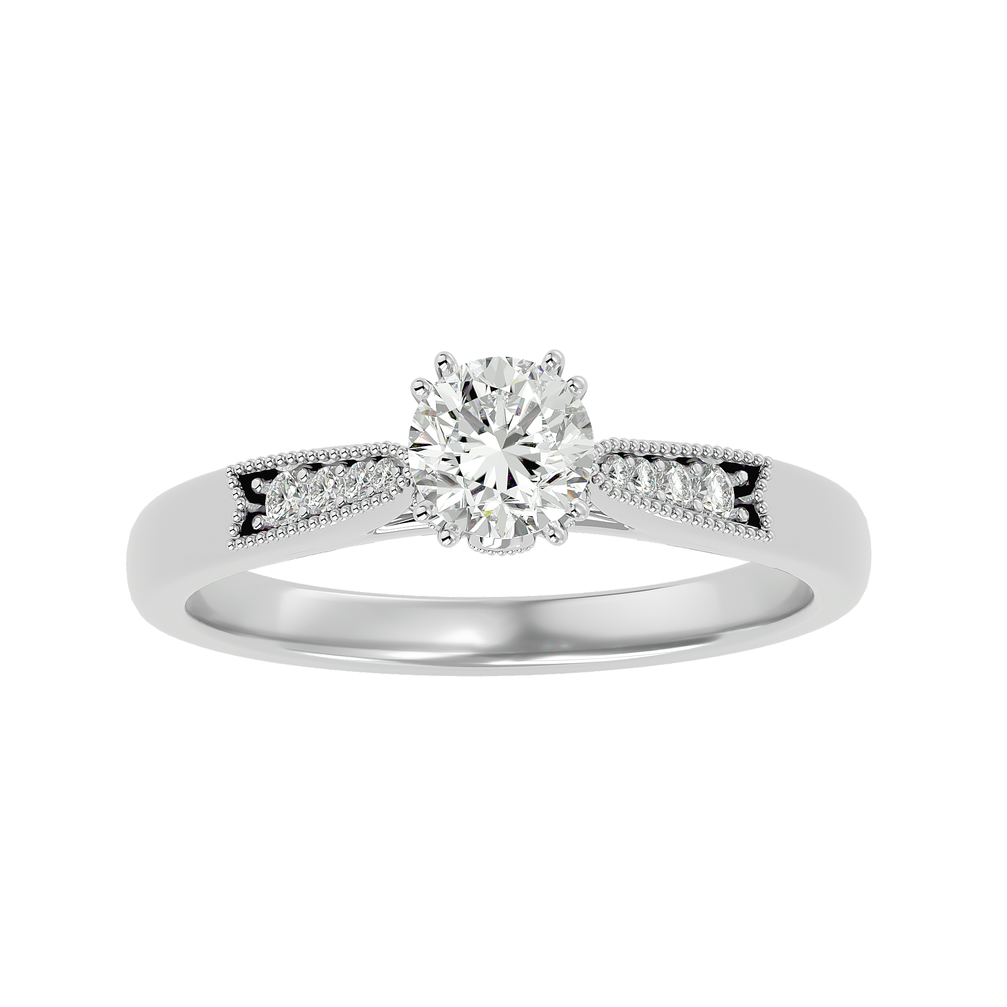 3/4 ctw Round Lab Grown Diamond Side Stone Engagement Ring