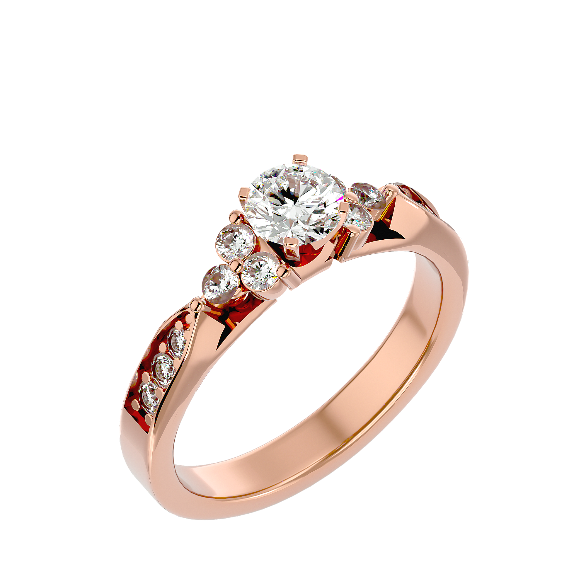 3/4 ctw Round Lab Grown Diamond Side Stone Engagement Ring