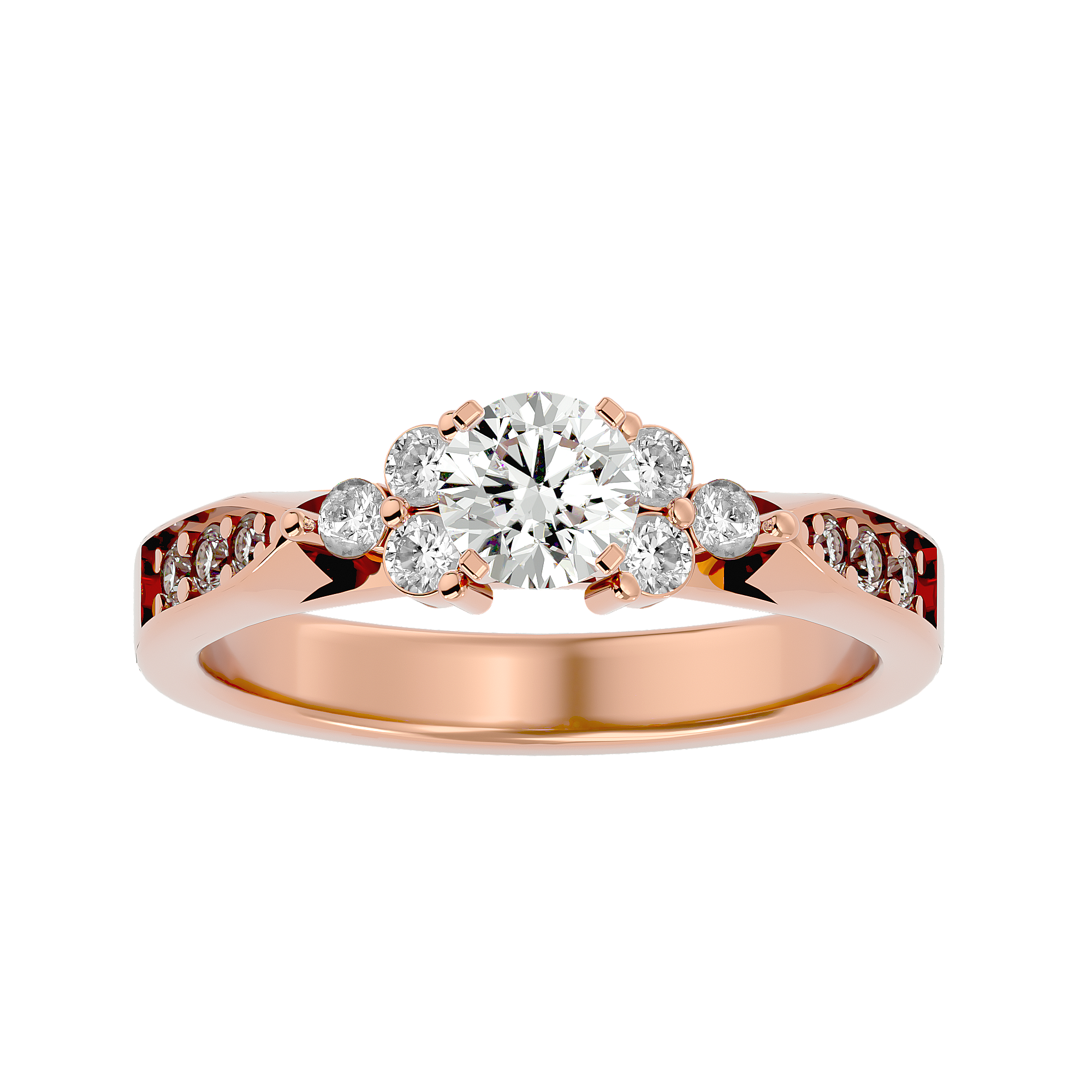 3/4 ctw Round Lab Grown Diamond Side Stone Engagement Ring
