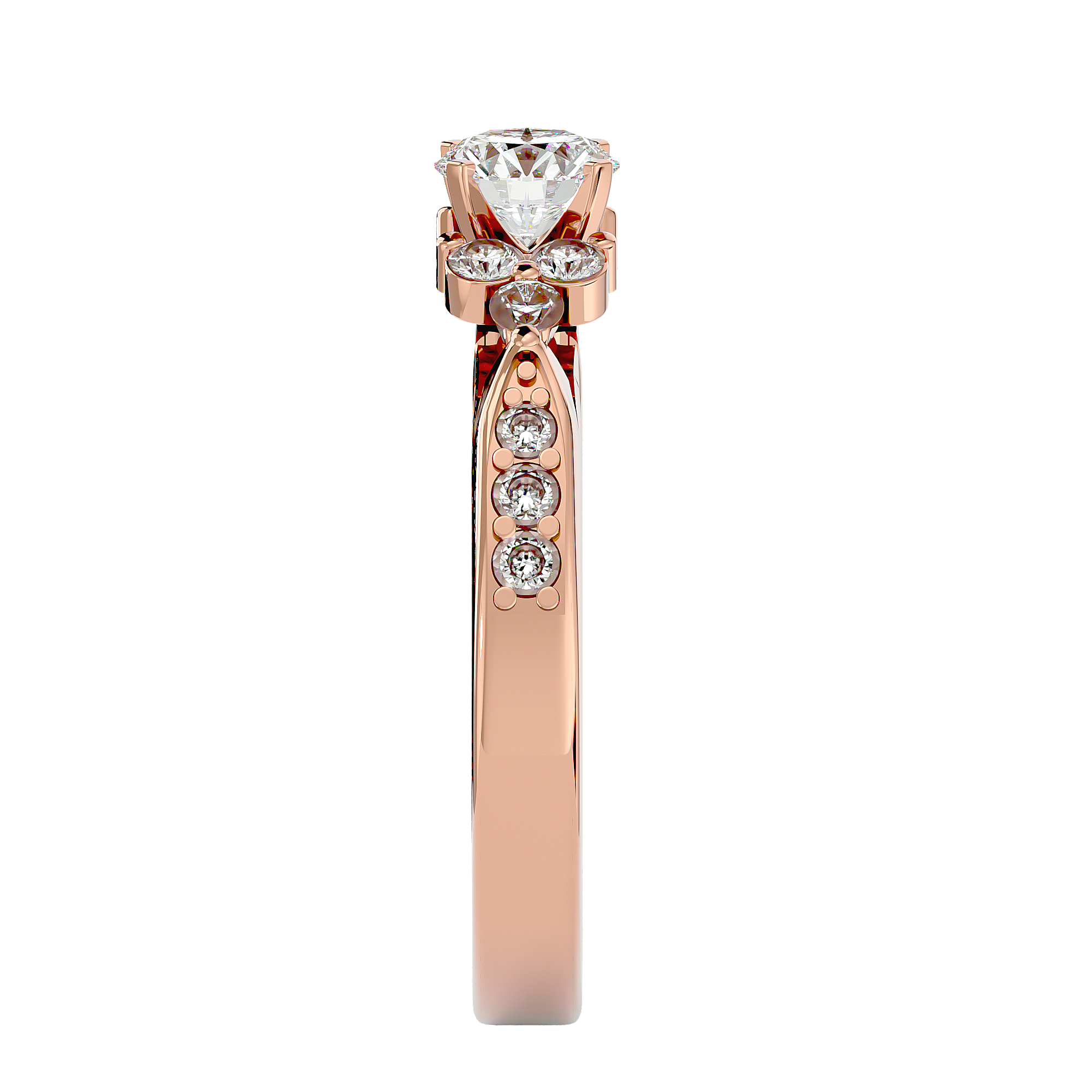 3/4 ctw Round Lab Grown Diamond Side Stone Engagement Ring