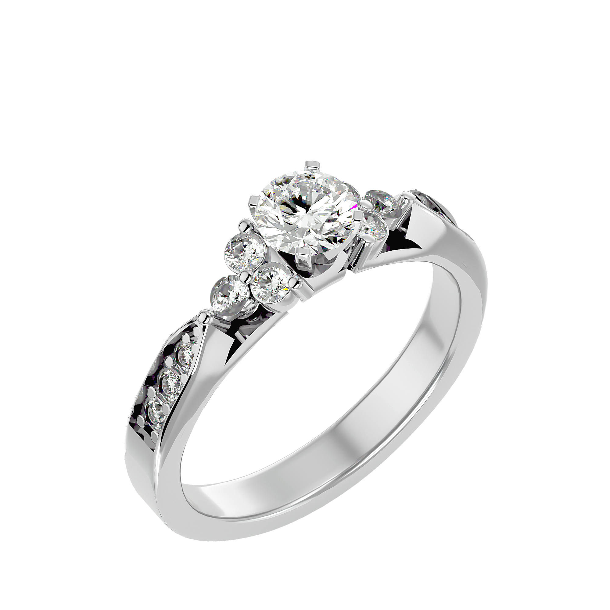 3/4 ctw Round Lab Grown Diamond Side Stone Engagement Ring
