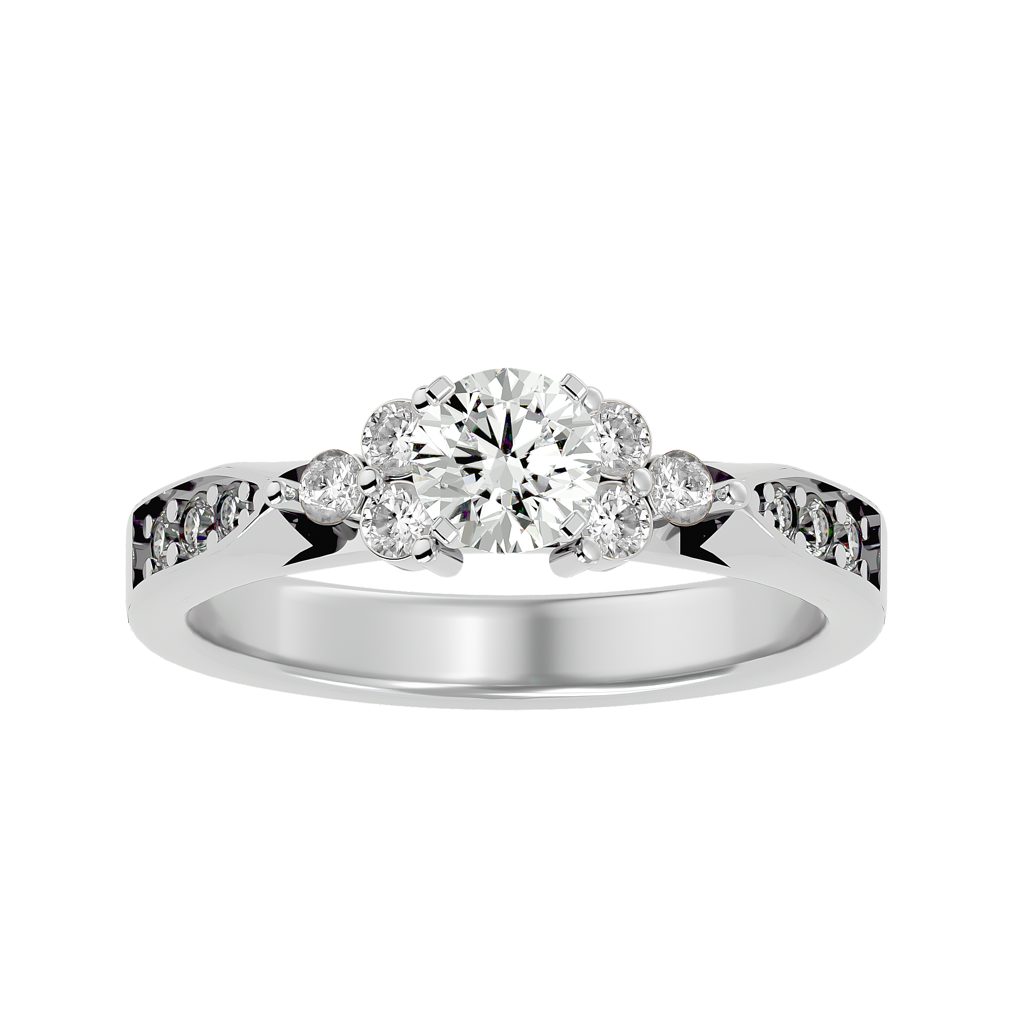 3/4 ctw Round Lab Grown Diamond Side Stone Engagement Ring
