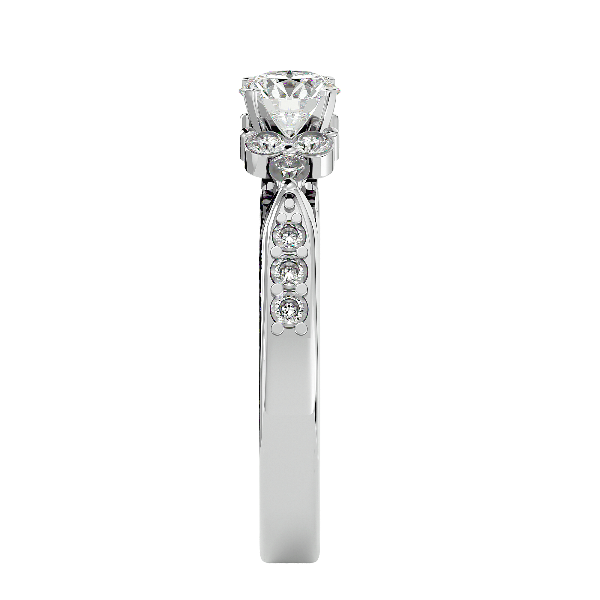 3/4 ctw Round Lab Grown Diamond Side Stone Engagement Ring