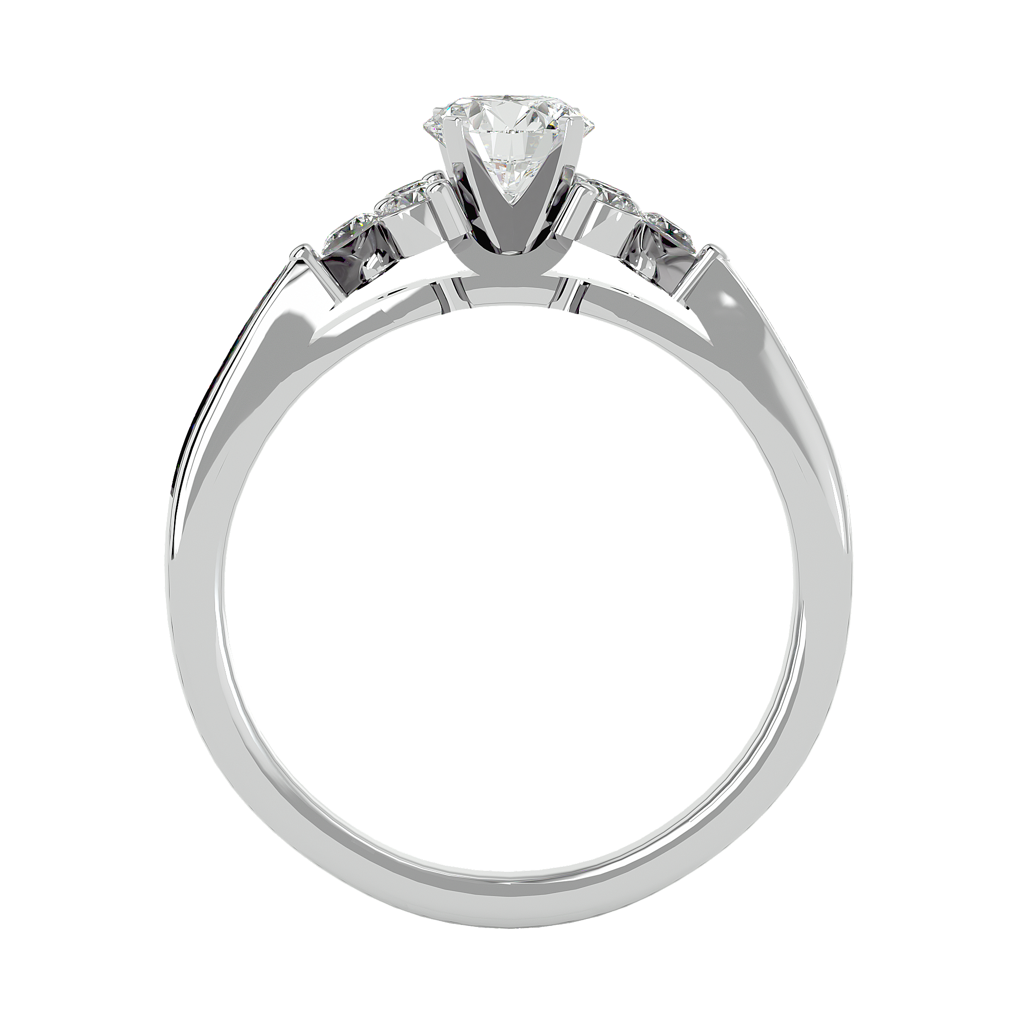 3/4 ctw Round Lab Grown Diamond Side Stone Engagement Ring