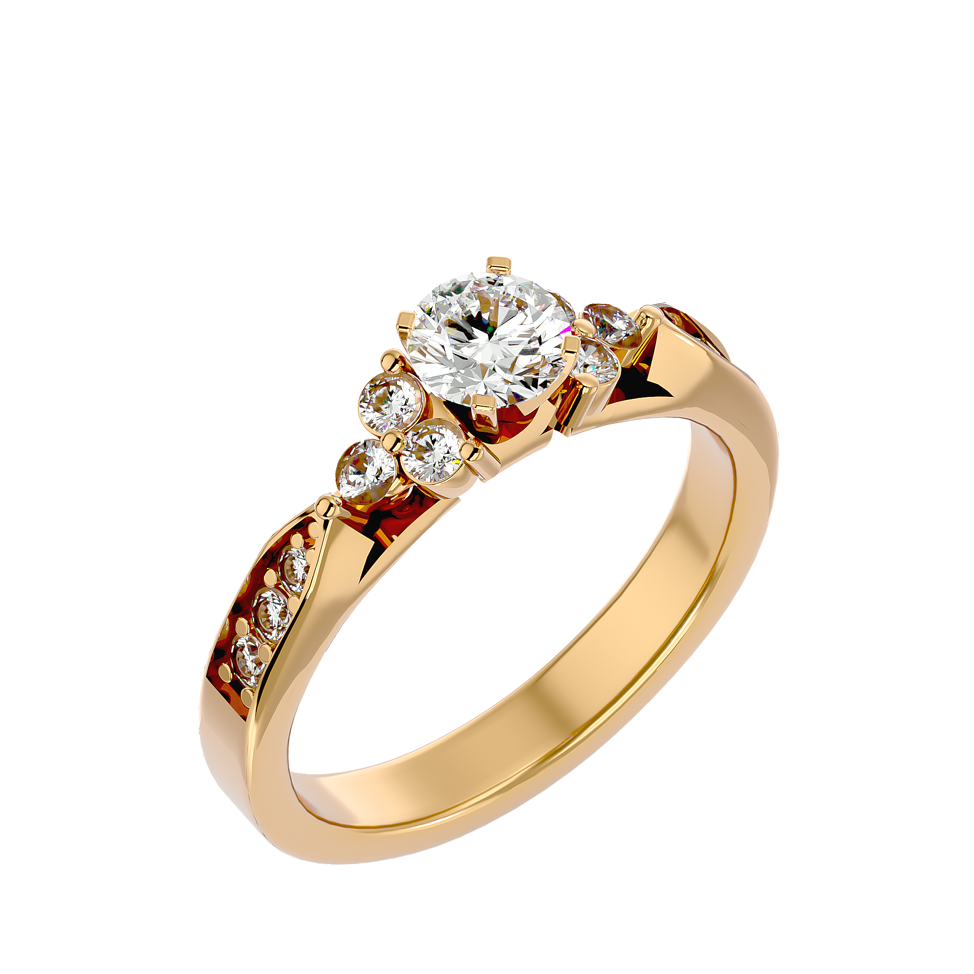 3/4 ctw Round Lab Grown Diamond Side Stone Engagement Ring