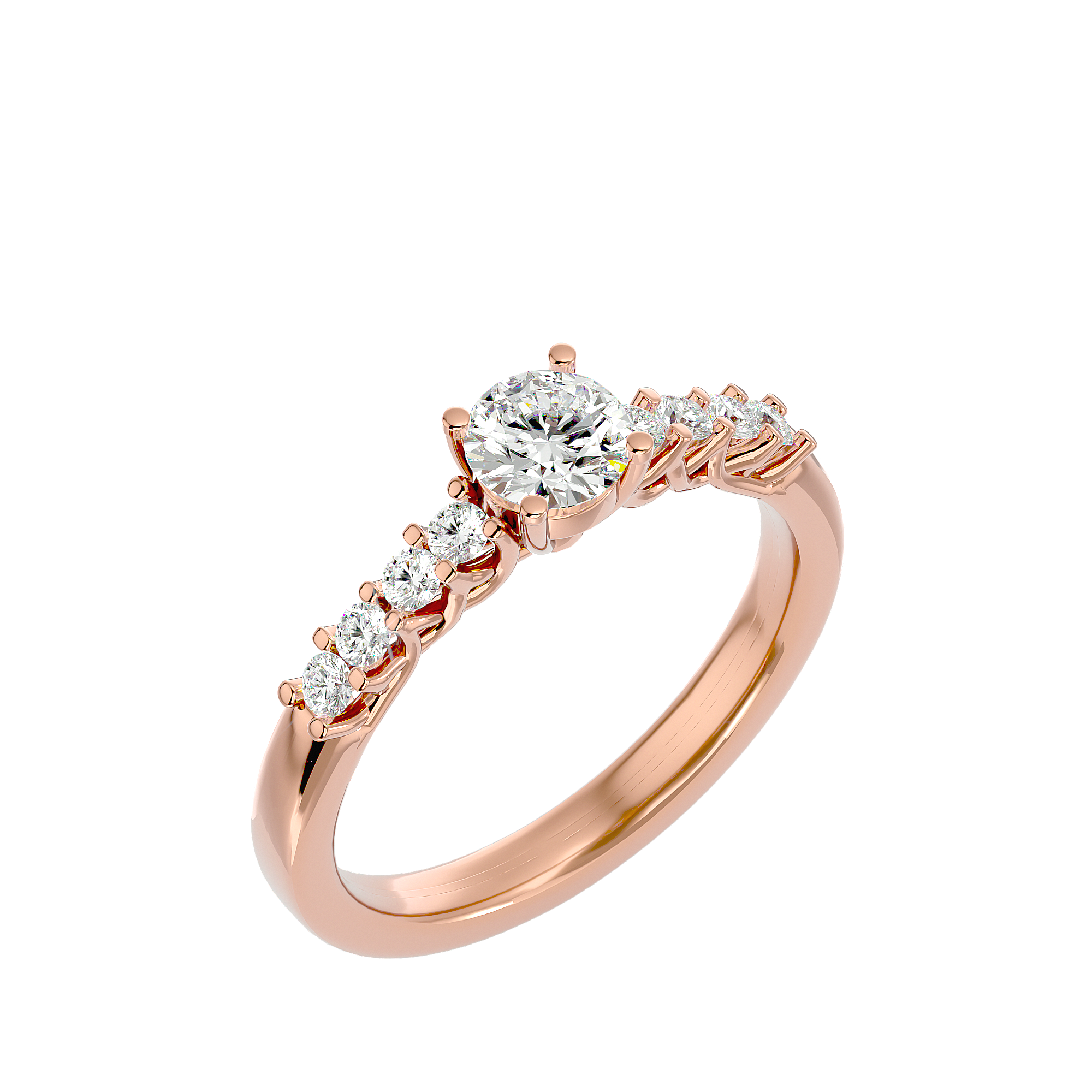 3/4 ctw Round Lab Grown Diamond Side Stone Engagement Ring