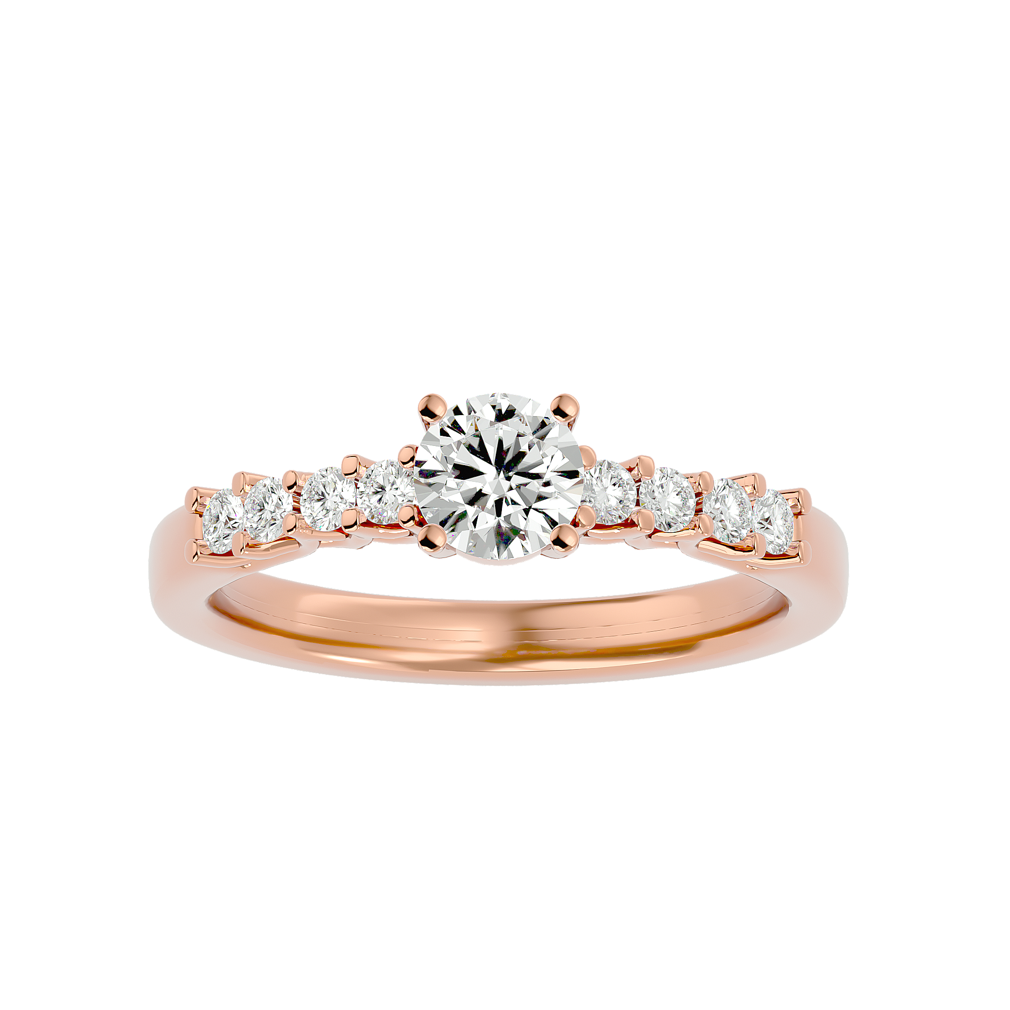 3/4 ctw Round Lab Grown Diamond Side Stone Engagement Ring