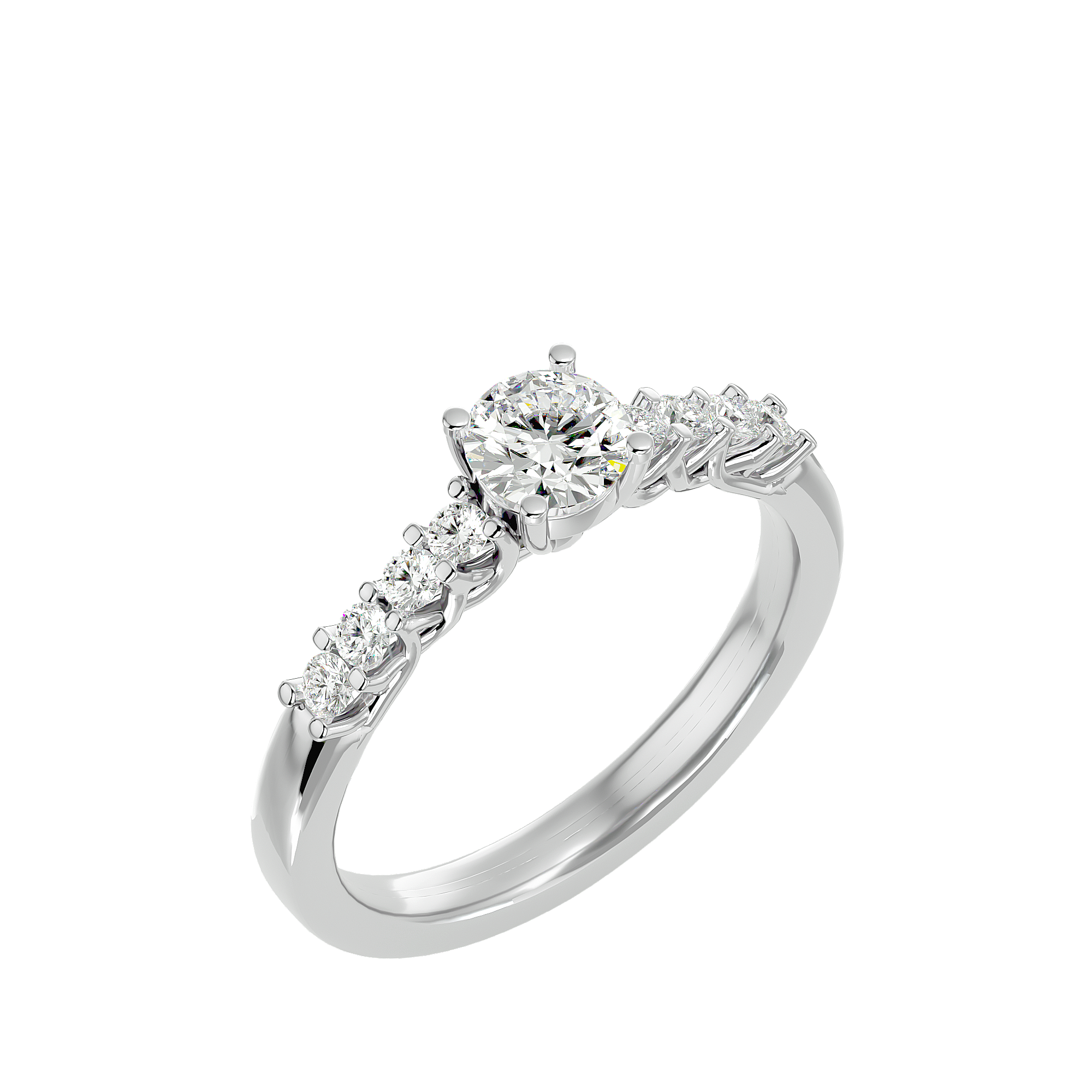 3/4 ctw Round Lab Grown Diamond Side Stone Engagement Ring