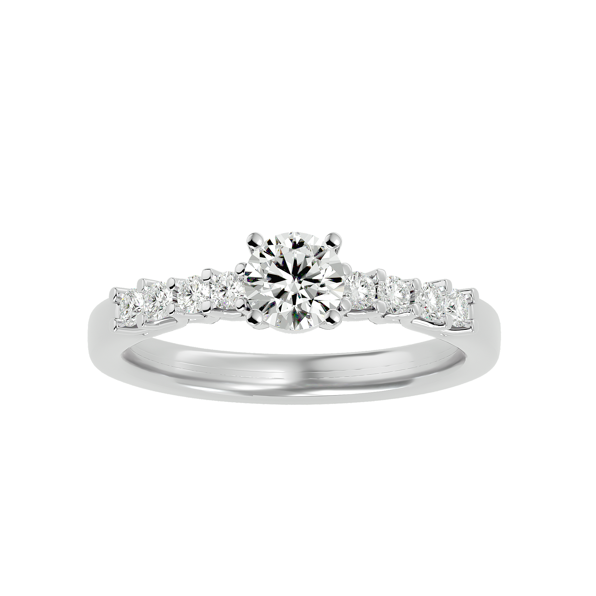 3/4 ctw Round Lab Grown Diamond Side Stone Engagement Ring
