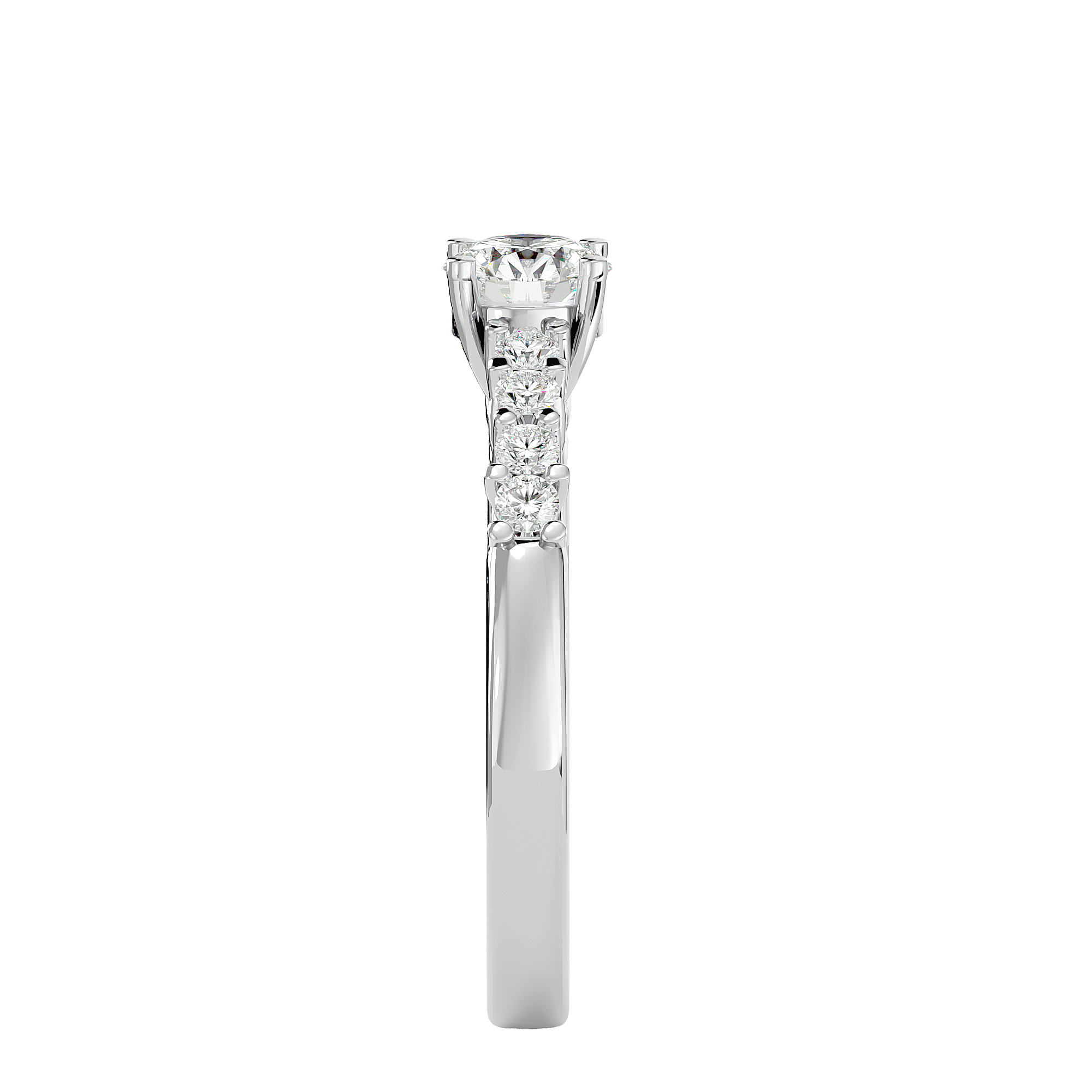 3/4 ctw Round Lab Grown Diamond Side Stone Engagement Ring