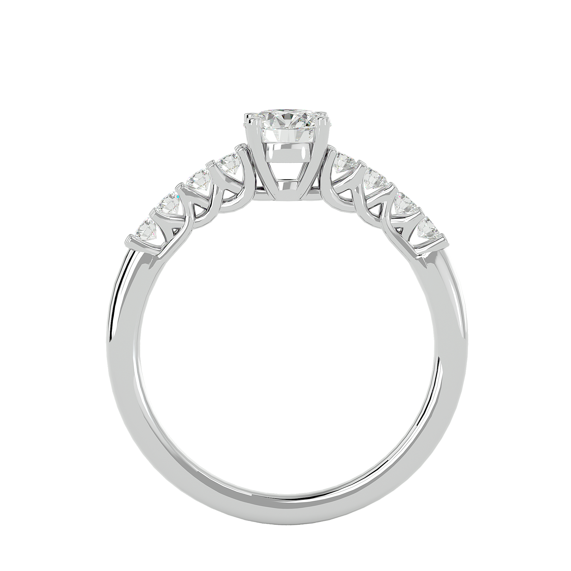 3/4 ctw Round Lab Grown Diamond Side Stone Engagement Ring