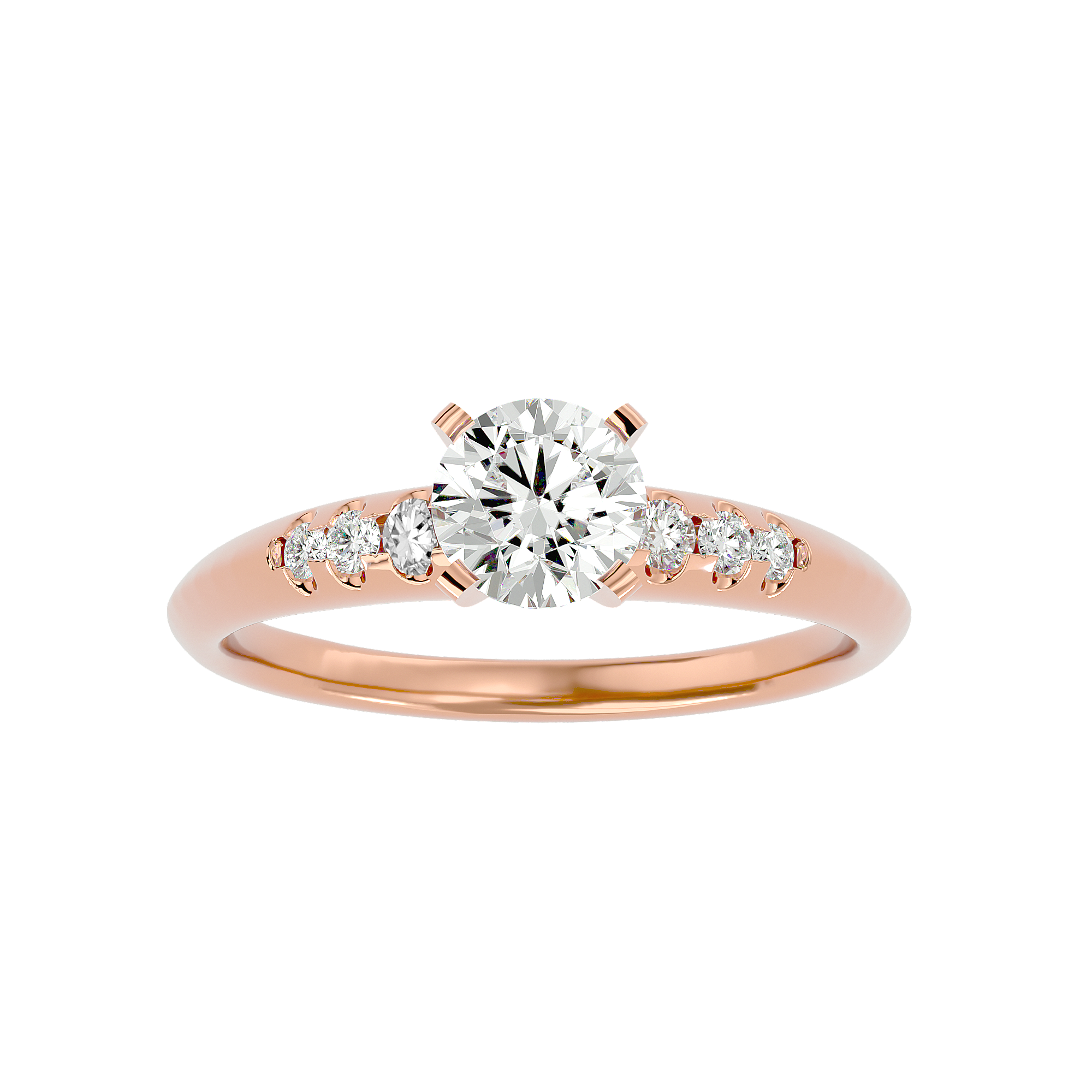 1/2 ctw Round Lab Grown Diamond Side Stone Engagement Ring