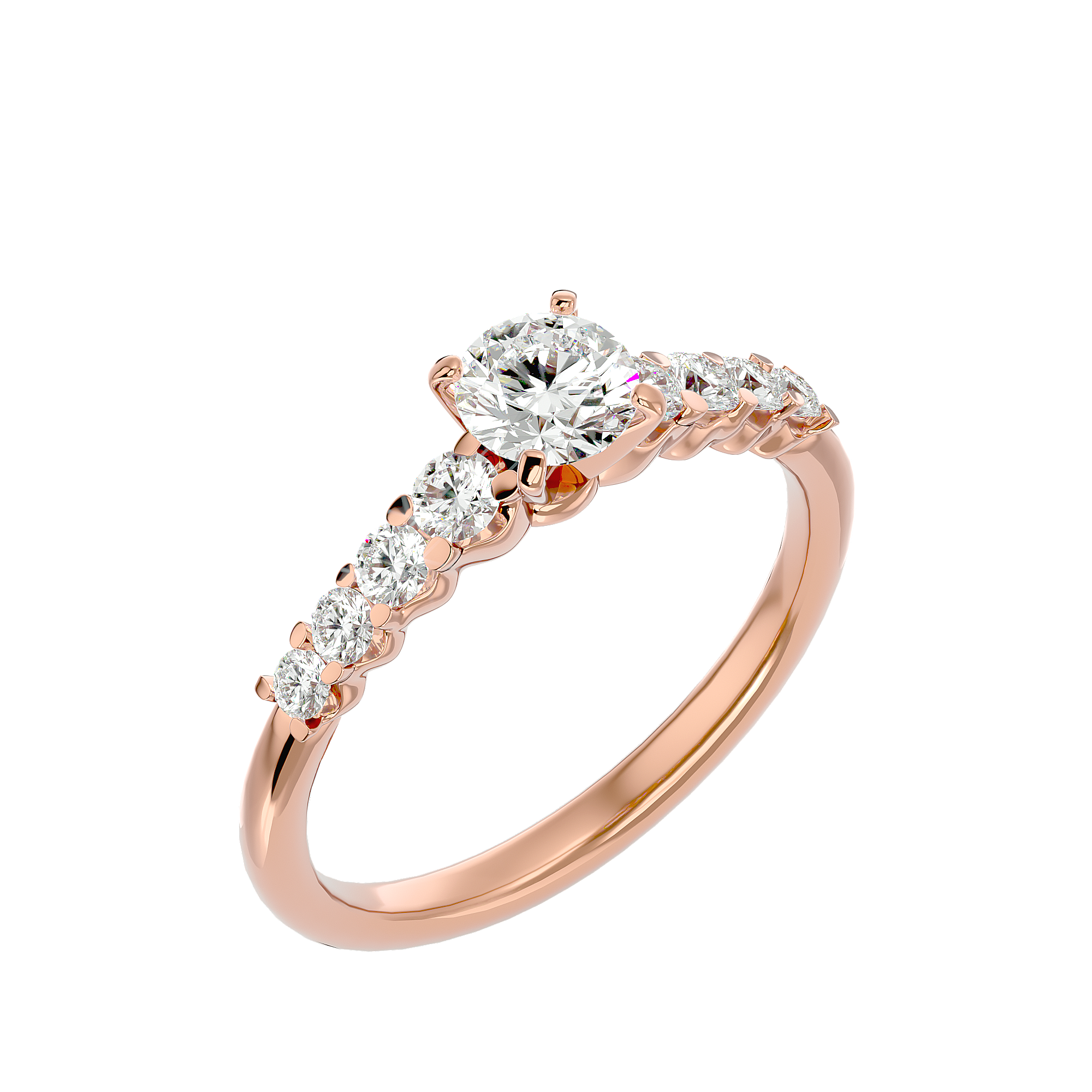 1 1/4 ctw Round Lab Grown Diamond Side Stone Engagement Ring