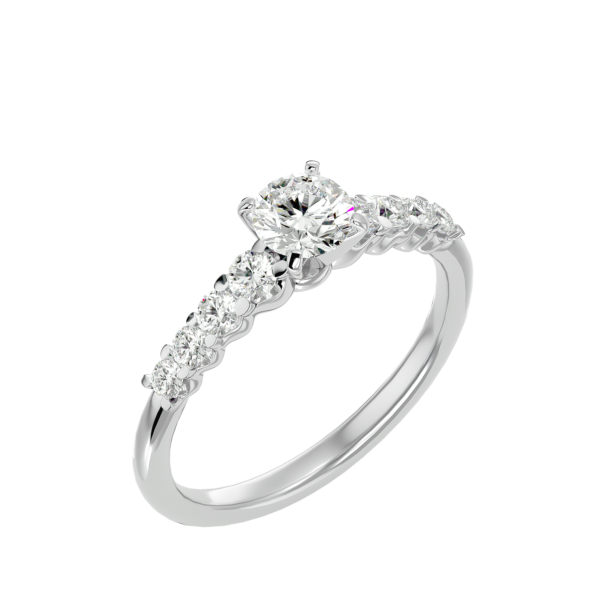 1 1/4 ctw Round Lab Grown Diamond Side Stone Engagement Ring