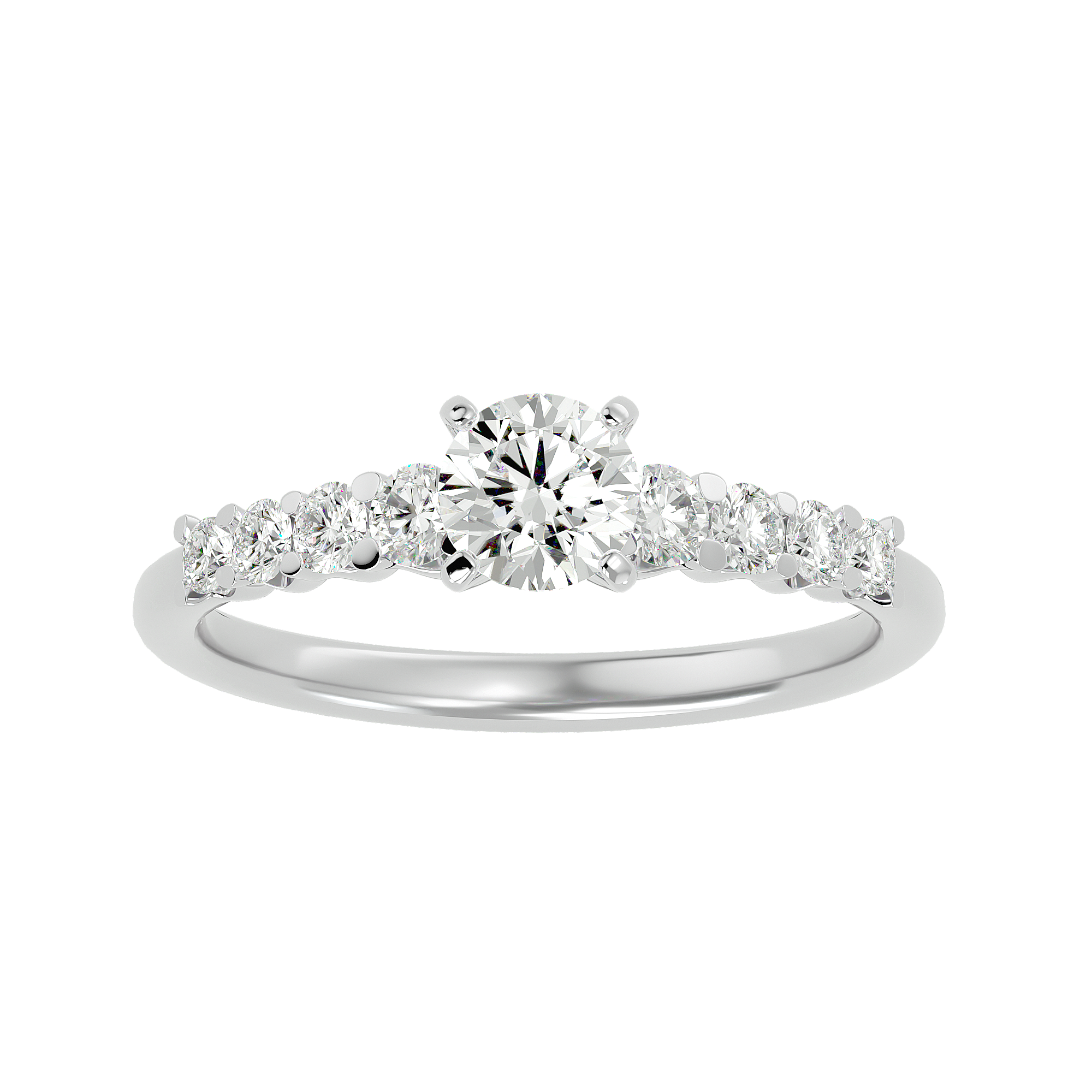1 1/4 ctw Round Lab Grown Diamond Side Stone Engagement Ring