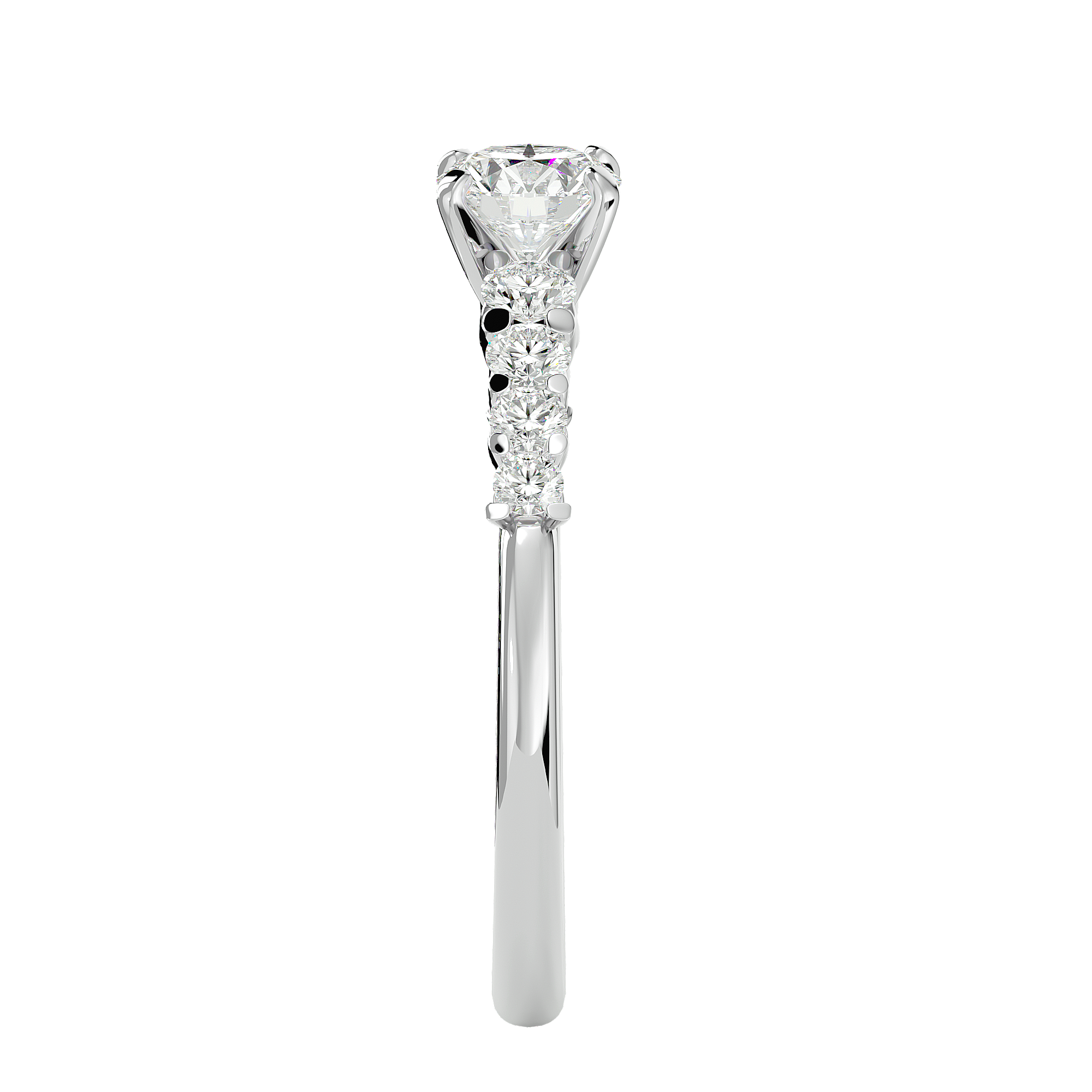 1 1/4 ctw Round Lab Grown Diamond Side Stone Engagement Ring