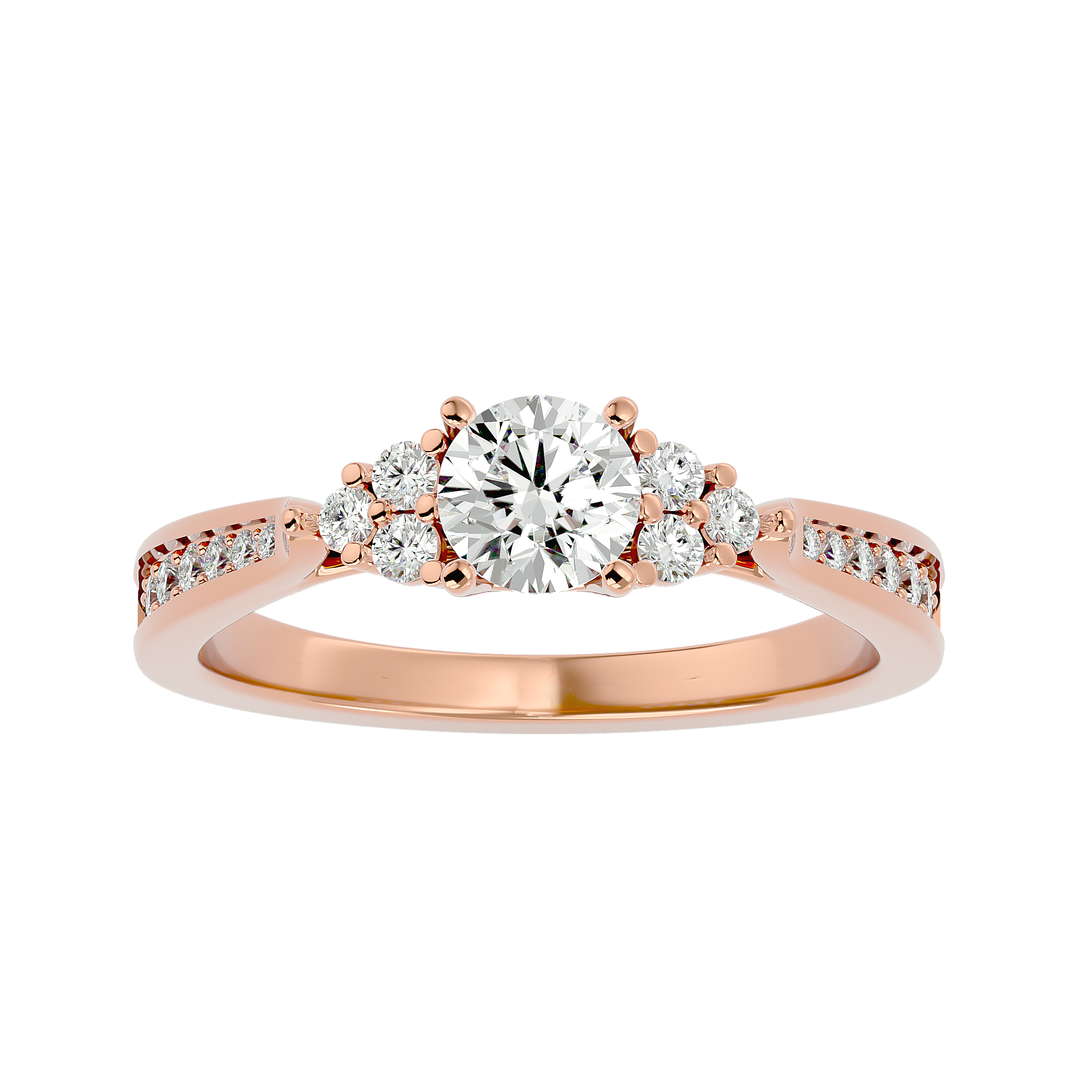 1 ctw Round Lab Grown Diamond Side Stone Engagement Ring