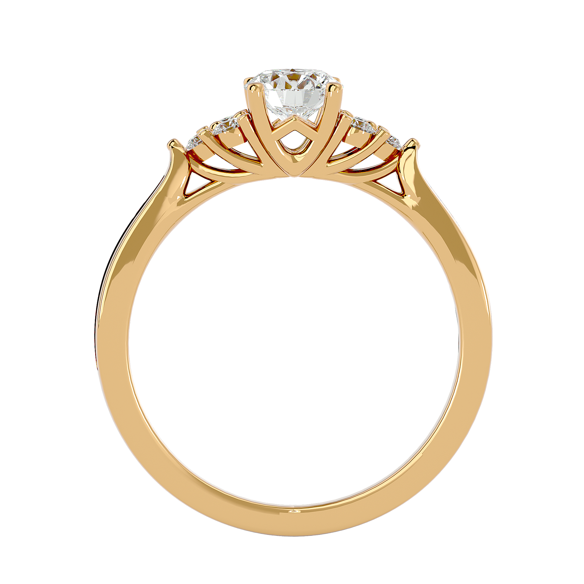 1 ctw Round Lab Grown Diamond Side Stone Engagement Ring