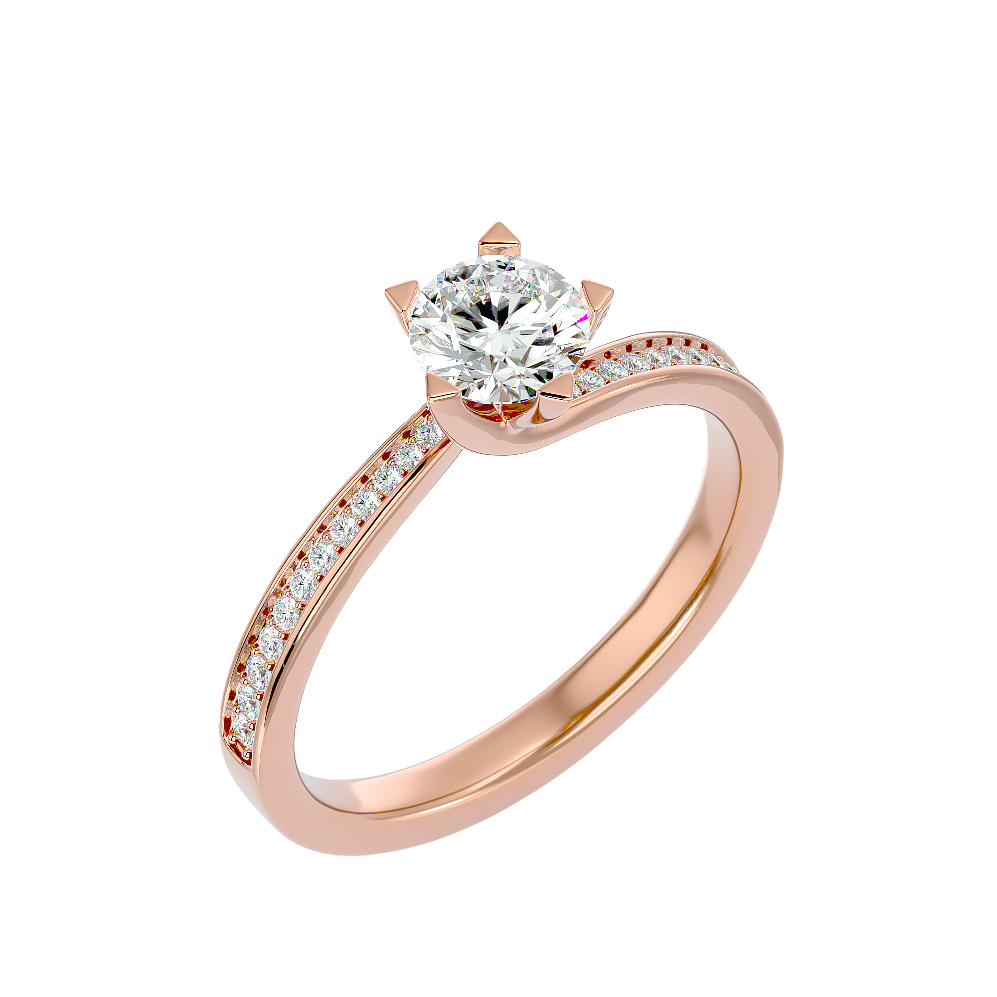 1 ctw Round Lab Grown Diamond Side Stone Engagement Ring