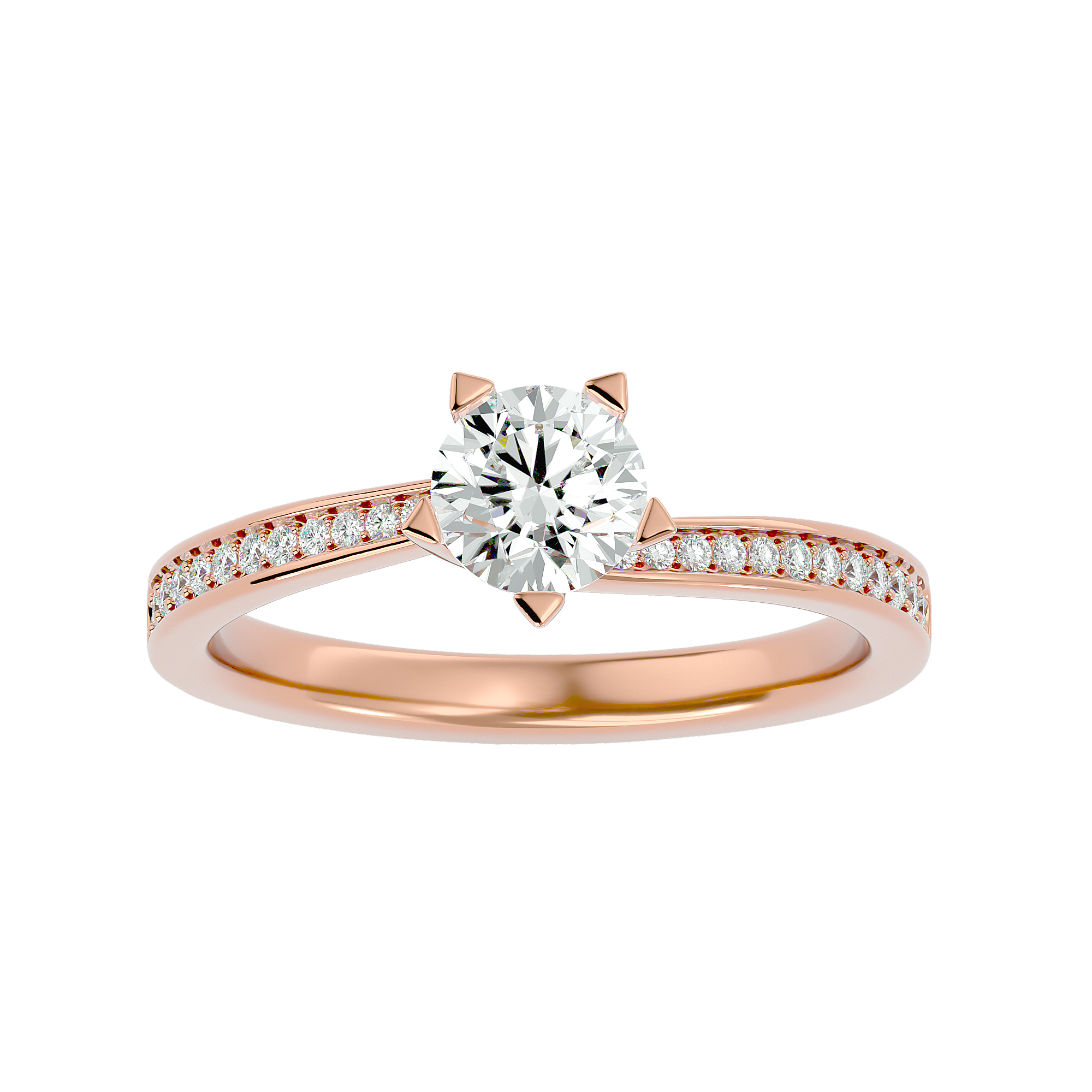 1 ctw Round Lab Grown Diamond Side Stone Engagement Ring