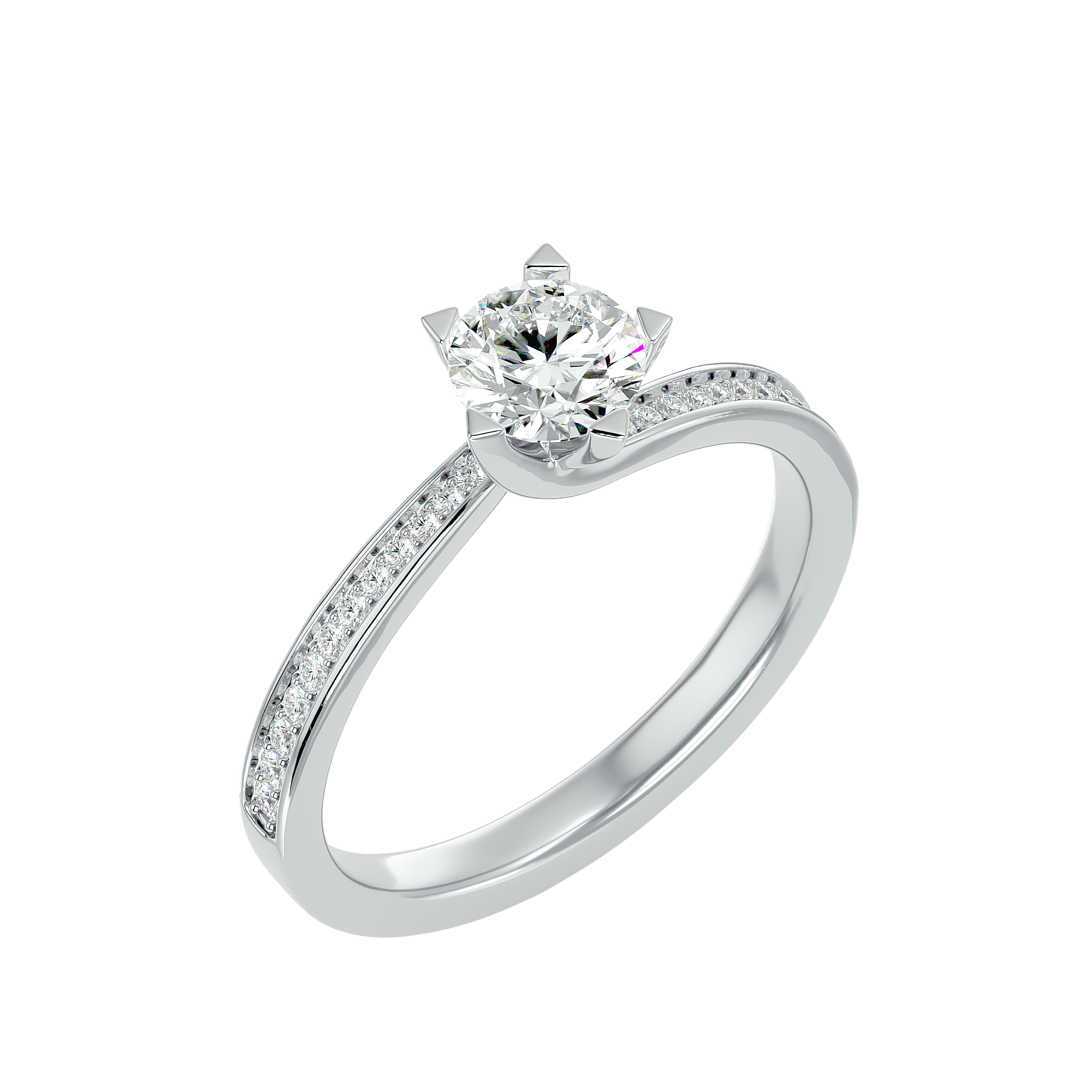 1 ctw Round Lab Grown Diamond Side Stone Engagement Ring