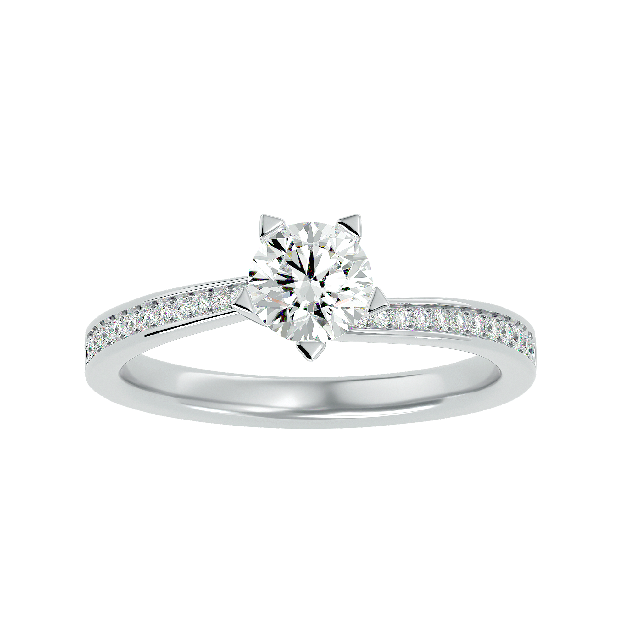 1 ctw Round Lab Grown Diamond Side Stone Engagement Ring