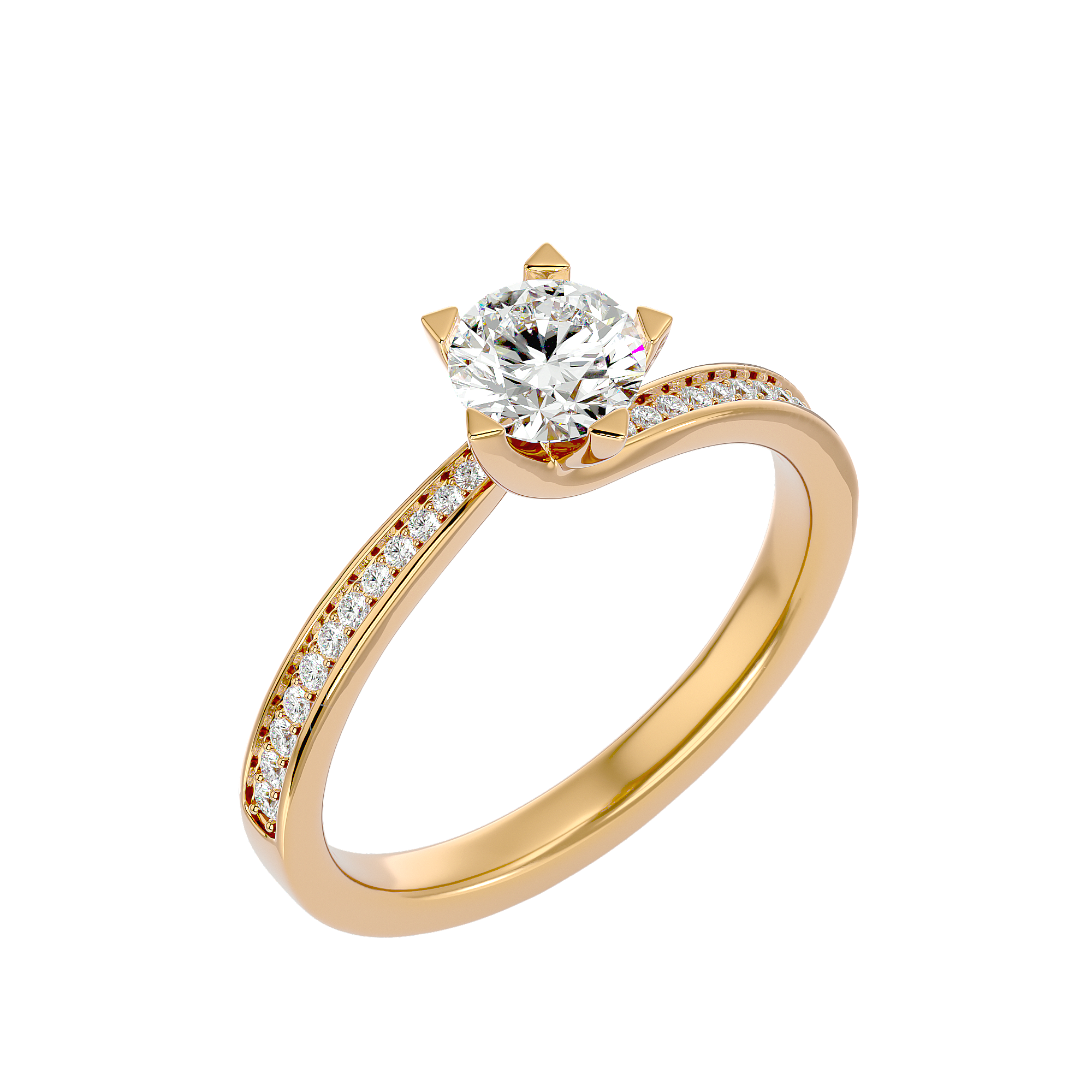 1 ctw Round Lab Grown Diamond Side Stone Engagement Ring