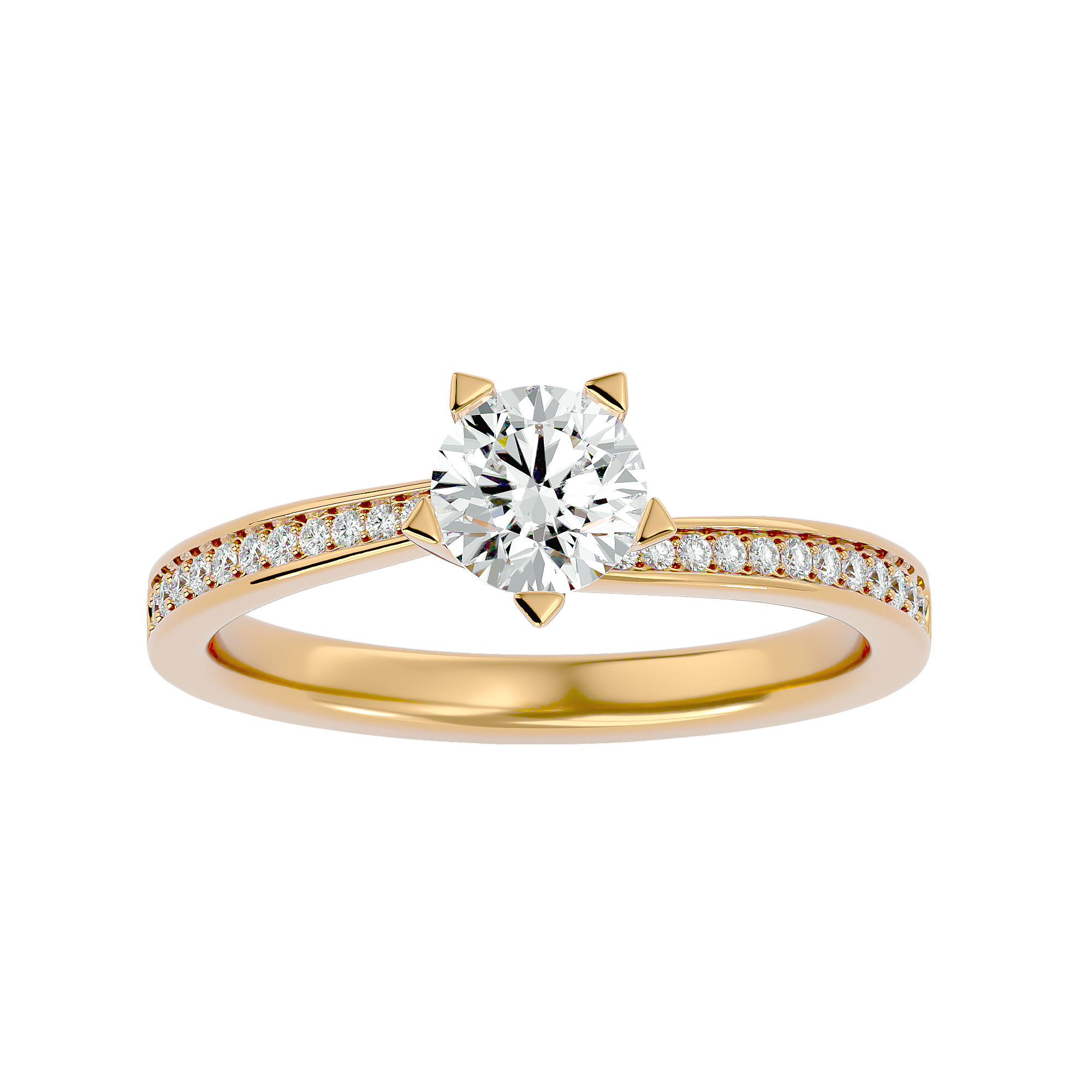 1 ctw Round Lab Grown Diamond Side Stone Engagement Ring