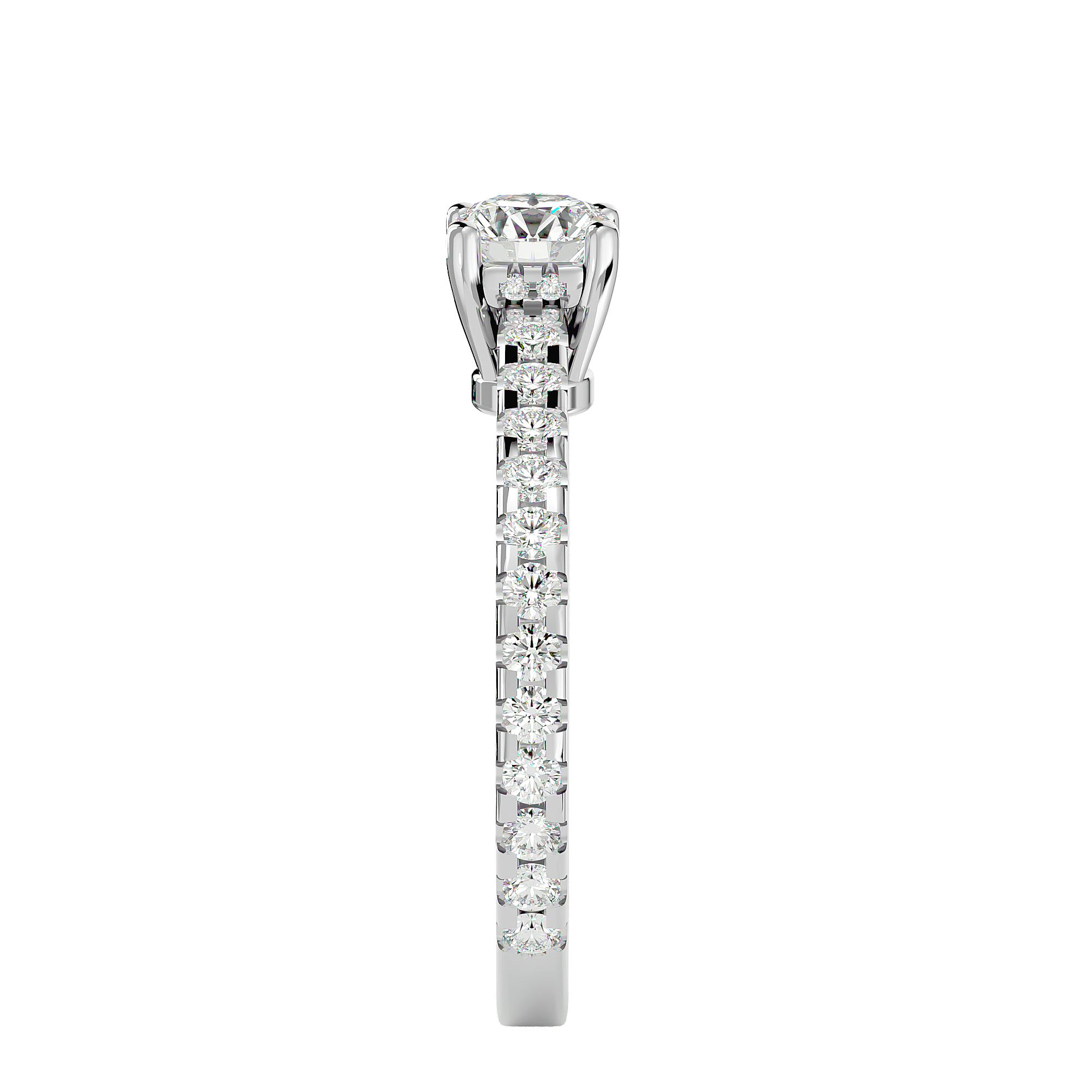 1 1/3 ctw Round Lab Grown Diamond Side Stone Engagement Ring