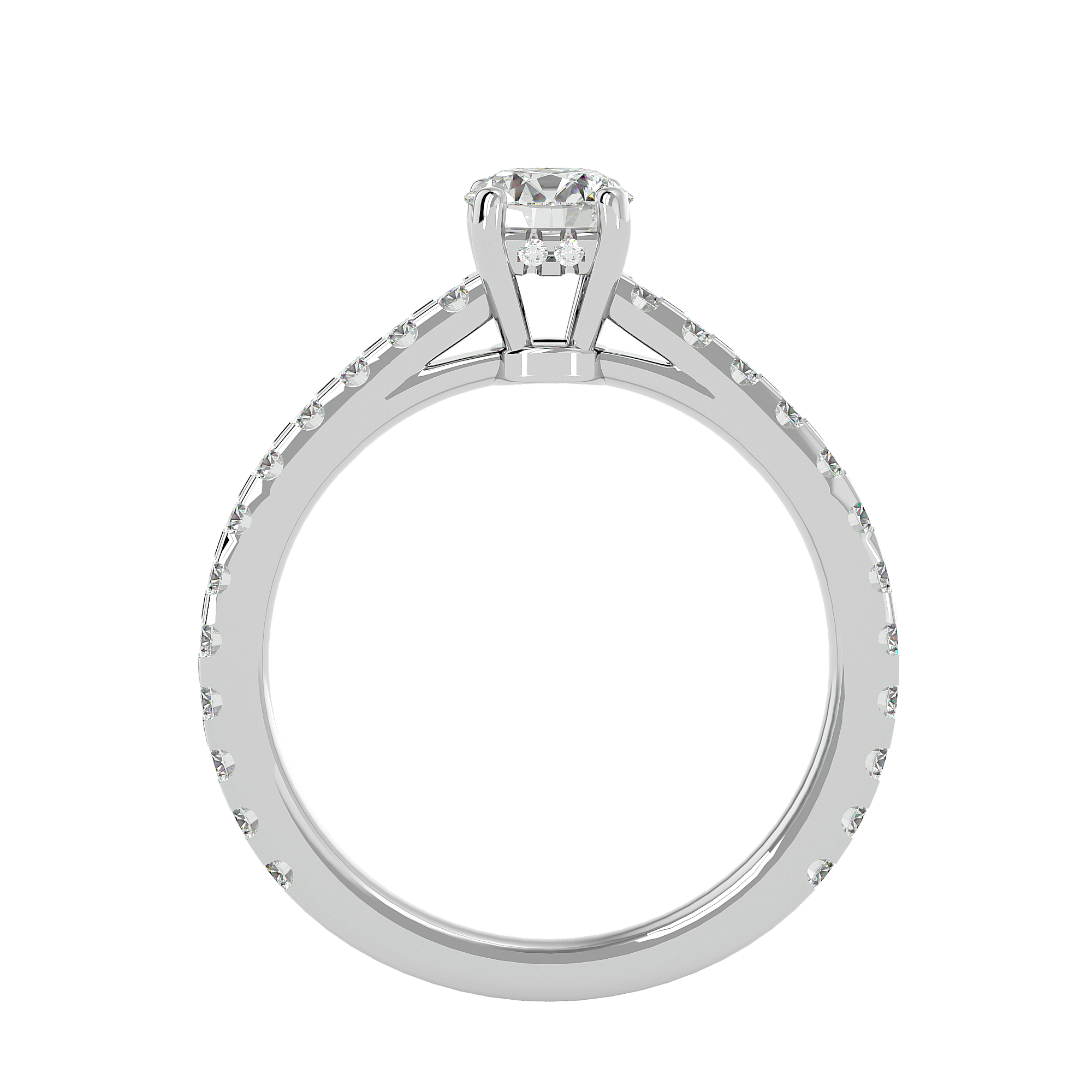 1 1/3 ctw Round Lab Grown Diamond Side Stone Engagement Ring