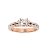 3/4 ctw Princess-Cut Lab Grown Diamond Side Stone Engagement Ring