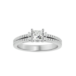 3/4 ctw Princess-Cut Lab Grown Diamond Side Stone Engagement Ring
