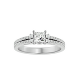 3/4 ctw Princess-Cut Lab Grown Diamond Side Stone Engagement Ring